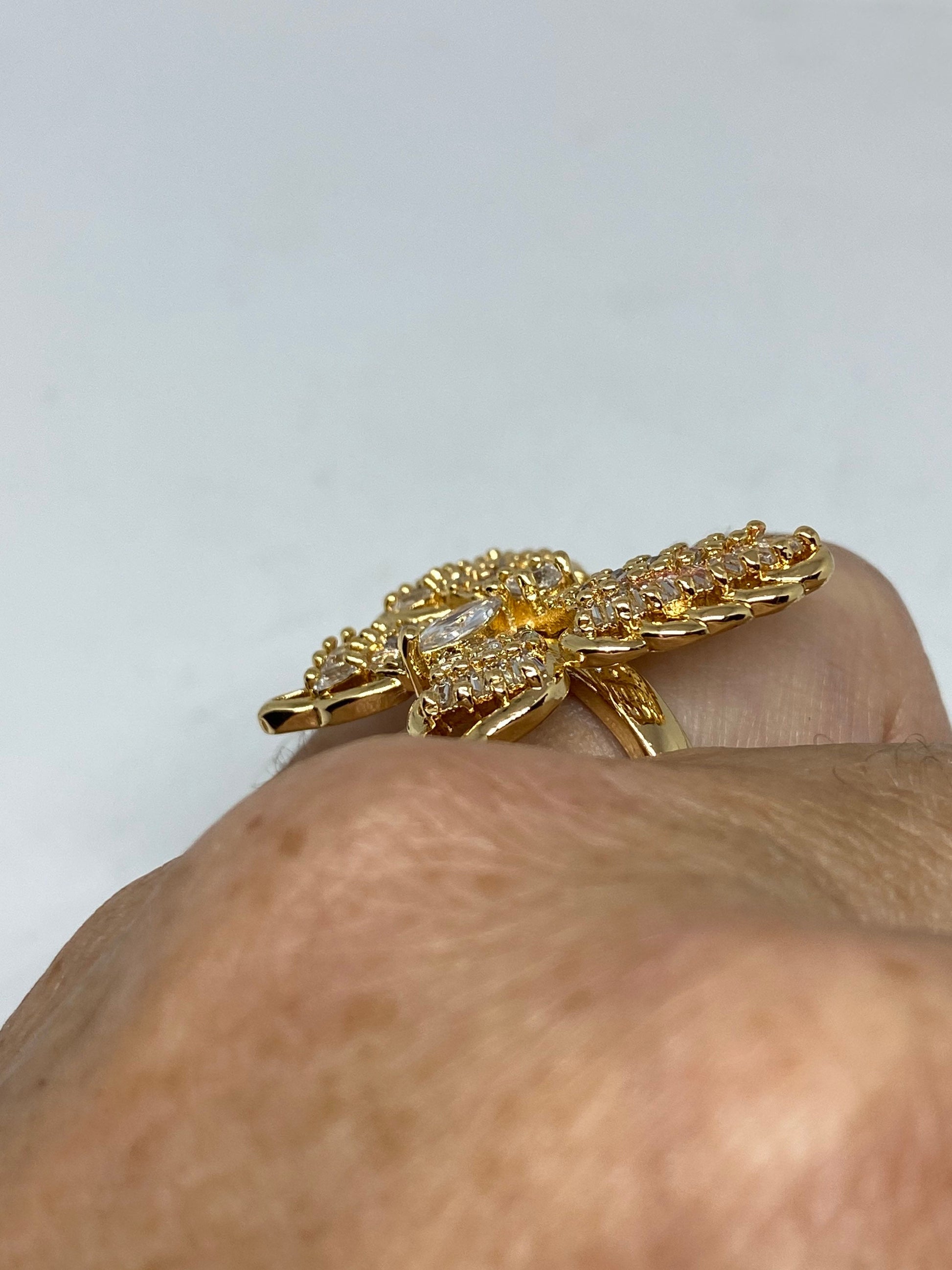 Vintage Butterfly Ring Gold filled Deco Cocktail