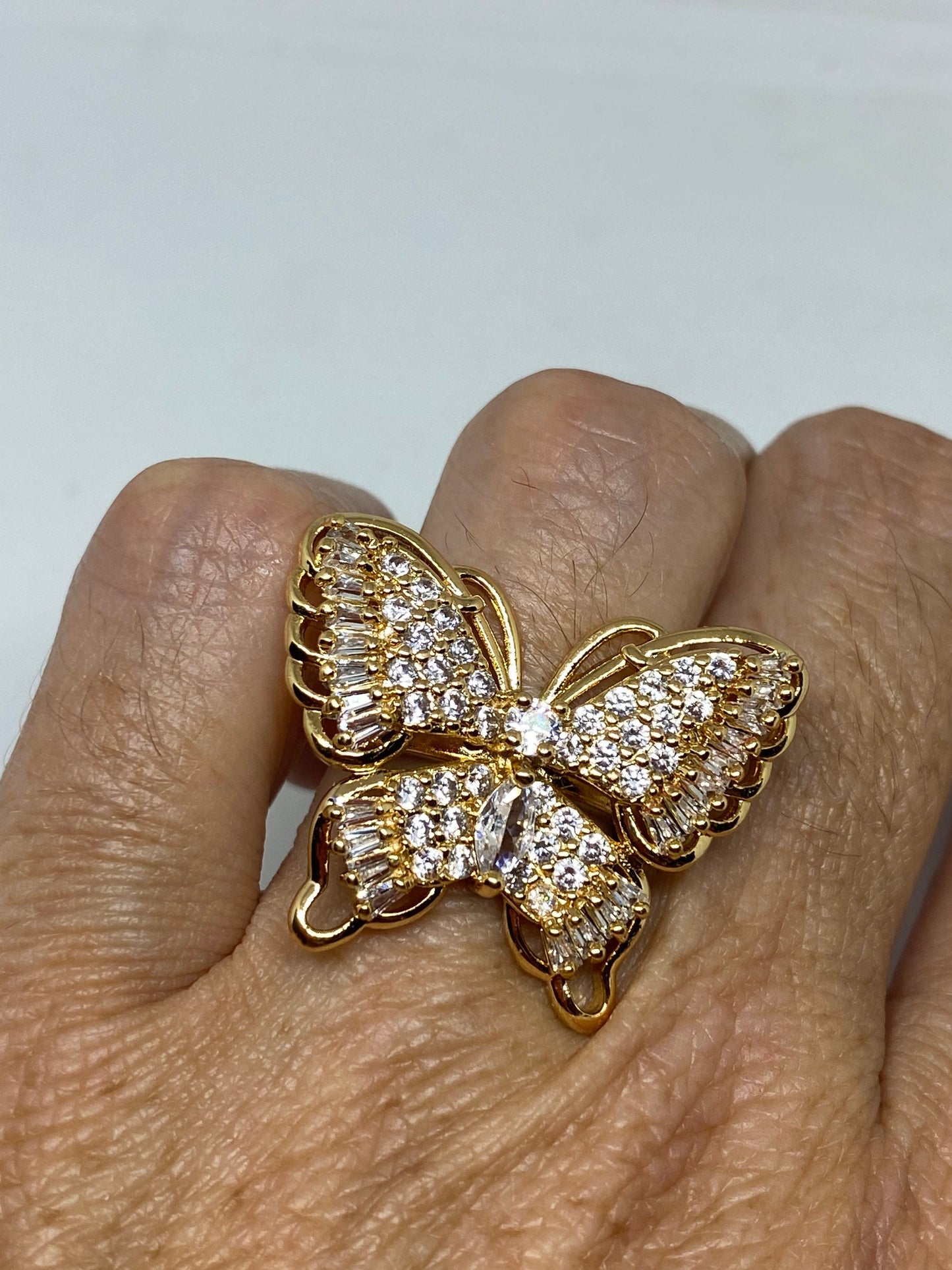 Vintage Butterfly Ring Gold filled Deco Cocktail