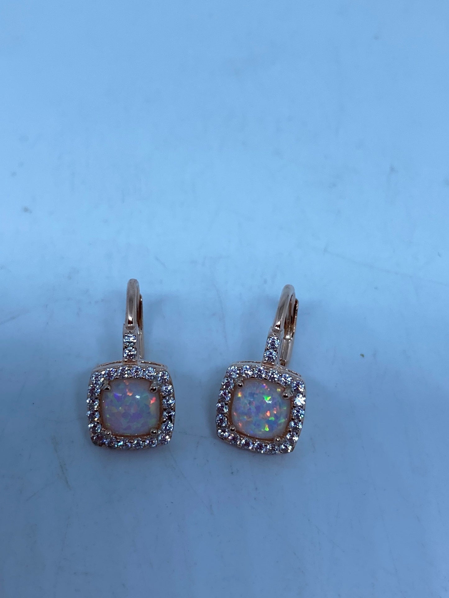 Vintage Opal Earrings Rose Golden 925 Sterling Silver