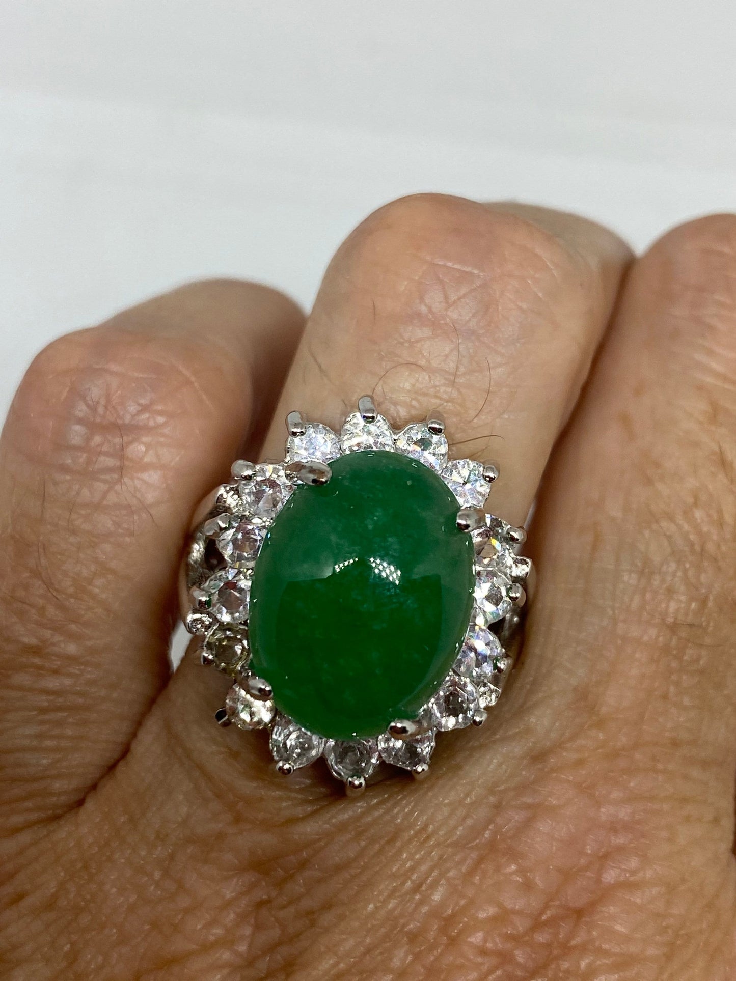 Vintage Lucky Green Nephrite Jade Ring