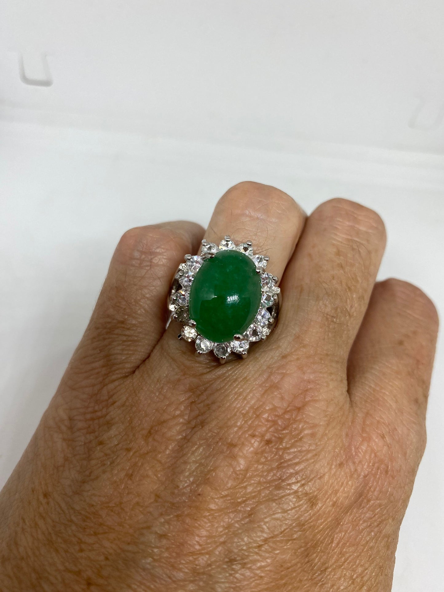 Vintage Lucky Green Nephrite Jade Ring