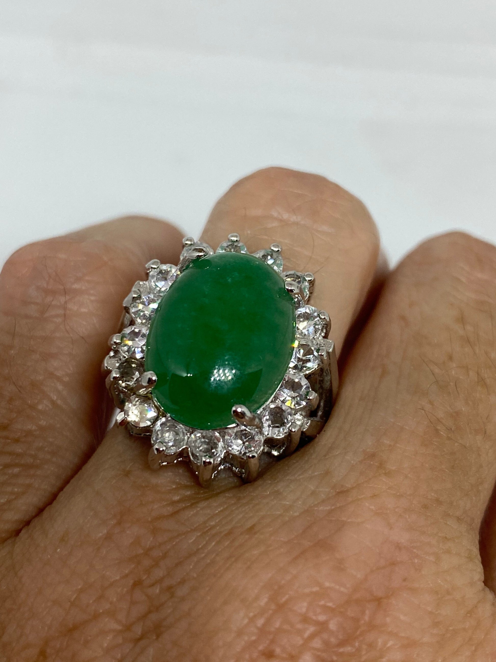 Vintage Lucky Green Nephrite Jade Ring