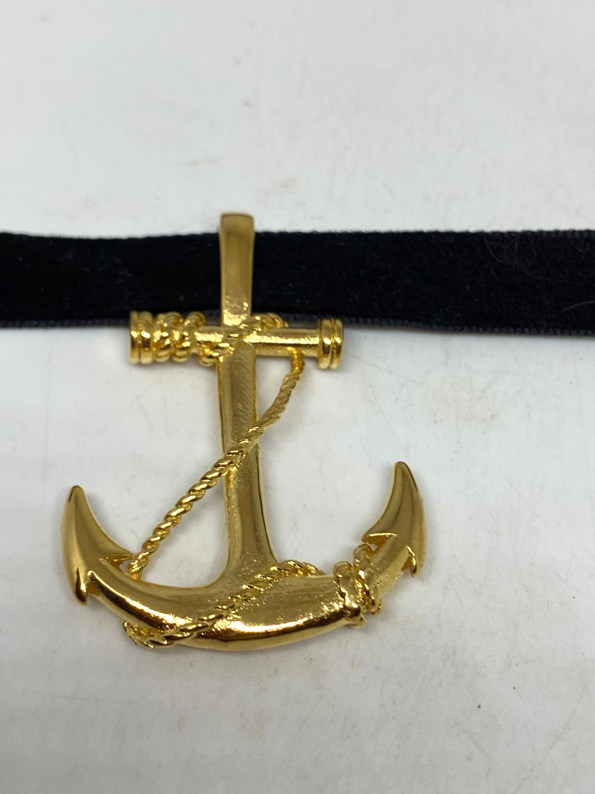 Vintage Celtic Golden Stainless Steel Anchor Pendant Necklace