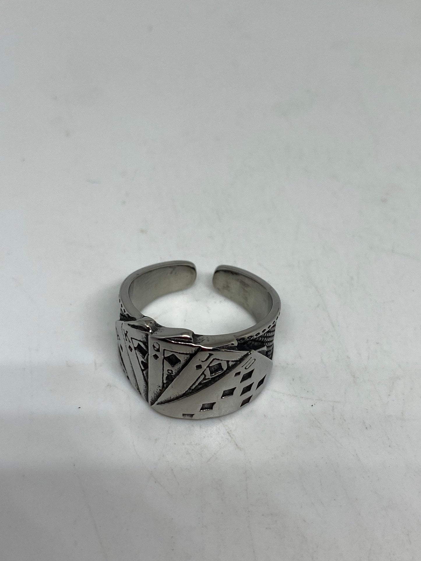 Vintage Diamond Royal Flush Stainless Steel Band Ring