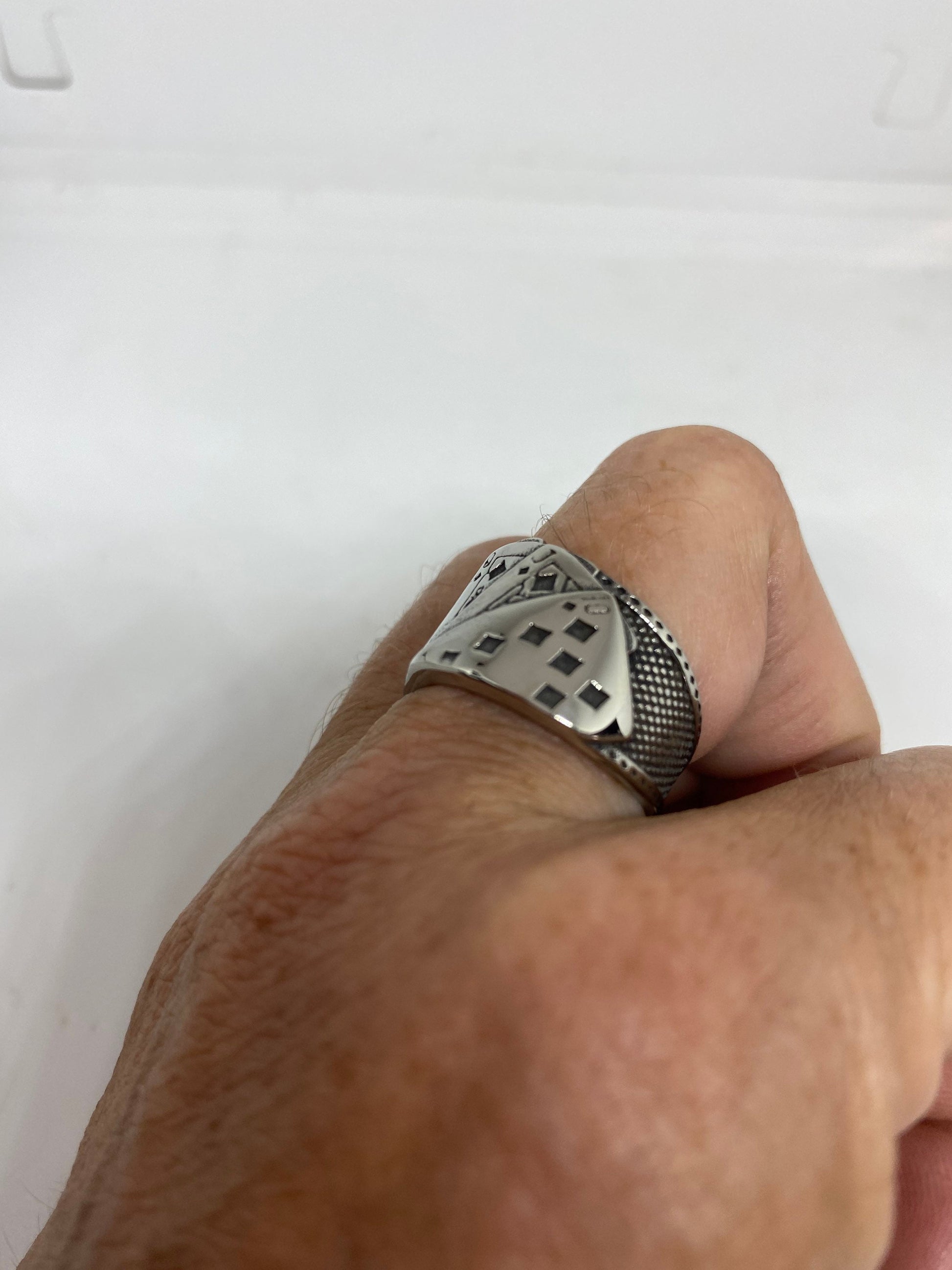 Vintage Diamond Royal Flush Stainless Steel Band Ring