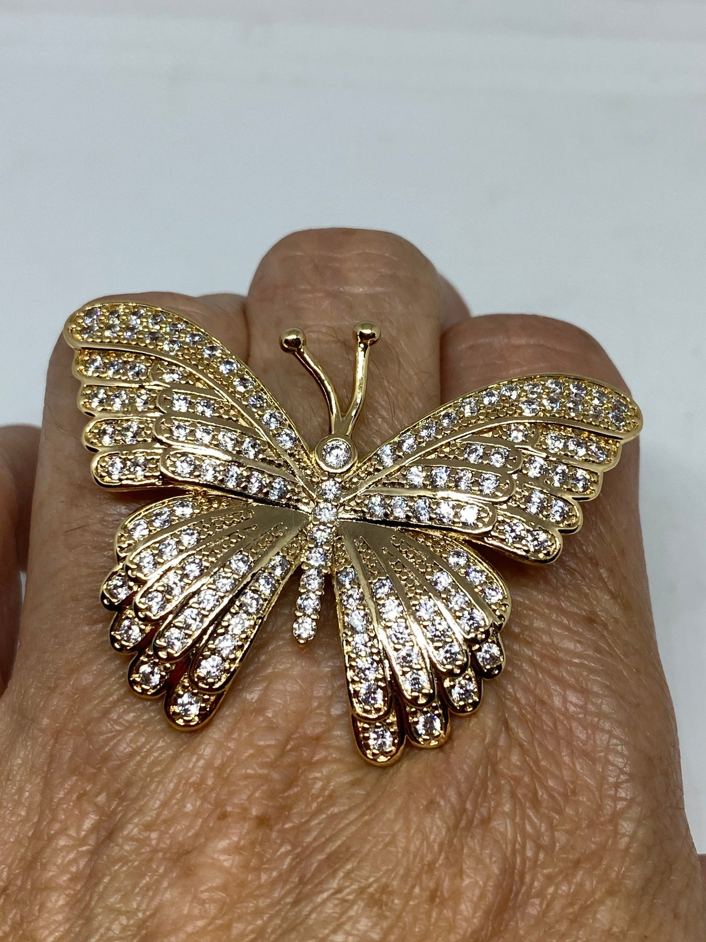 Vintage Butterfly Ring Gold filled Deco Cocktail