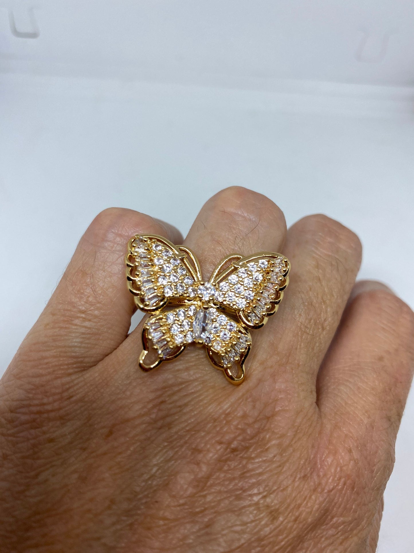 Vintage Butterfly Ring Gold filled Deco Cocktail