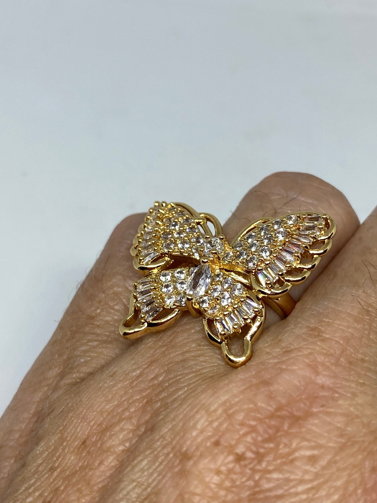 Vintage Butterfly Ring Gold filled Deco Cocktail