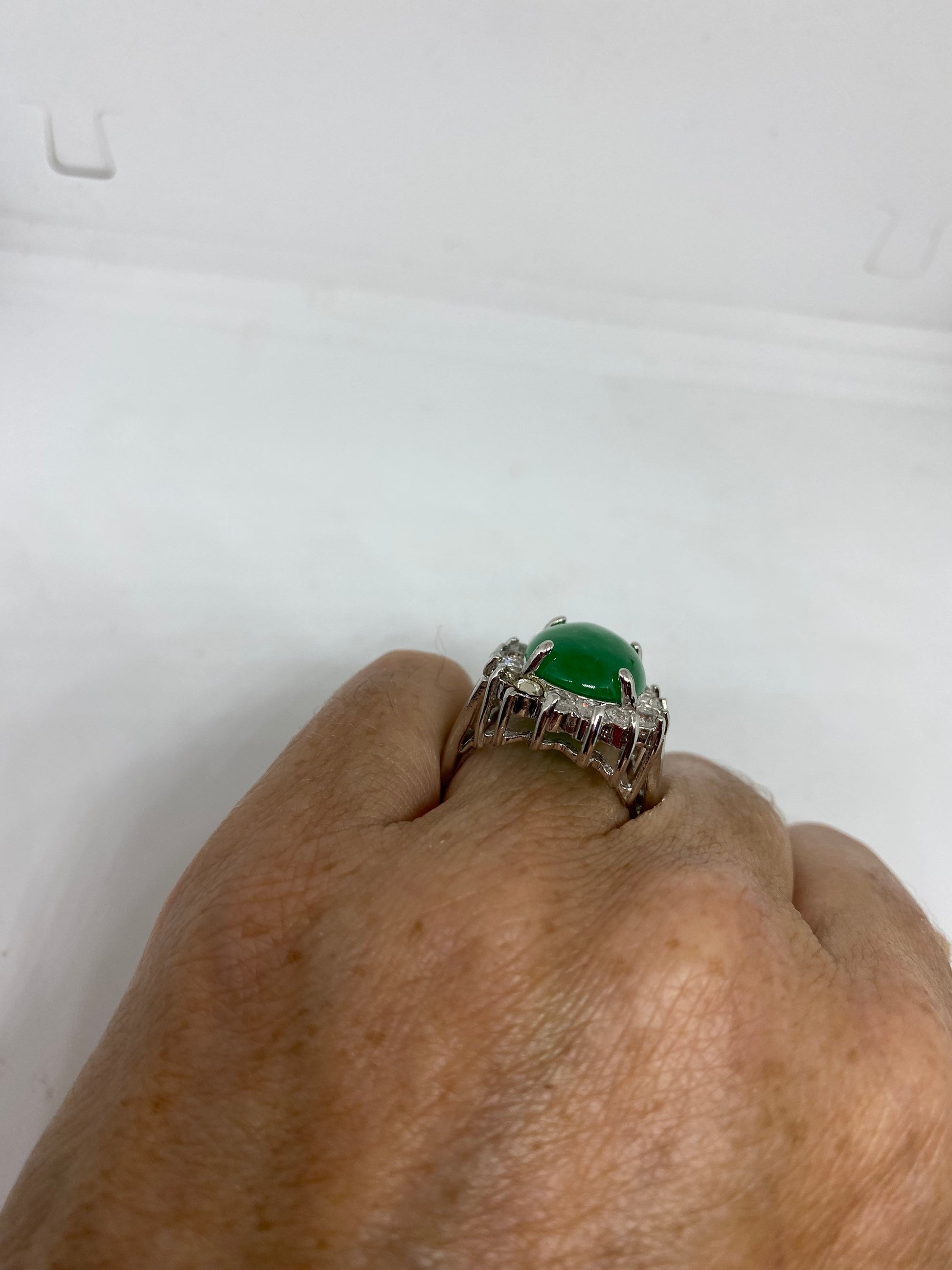 Vintage Lucky Green Nephrite Jade Ring