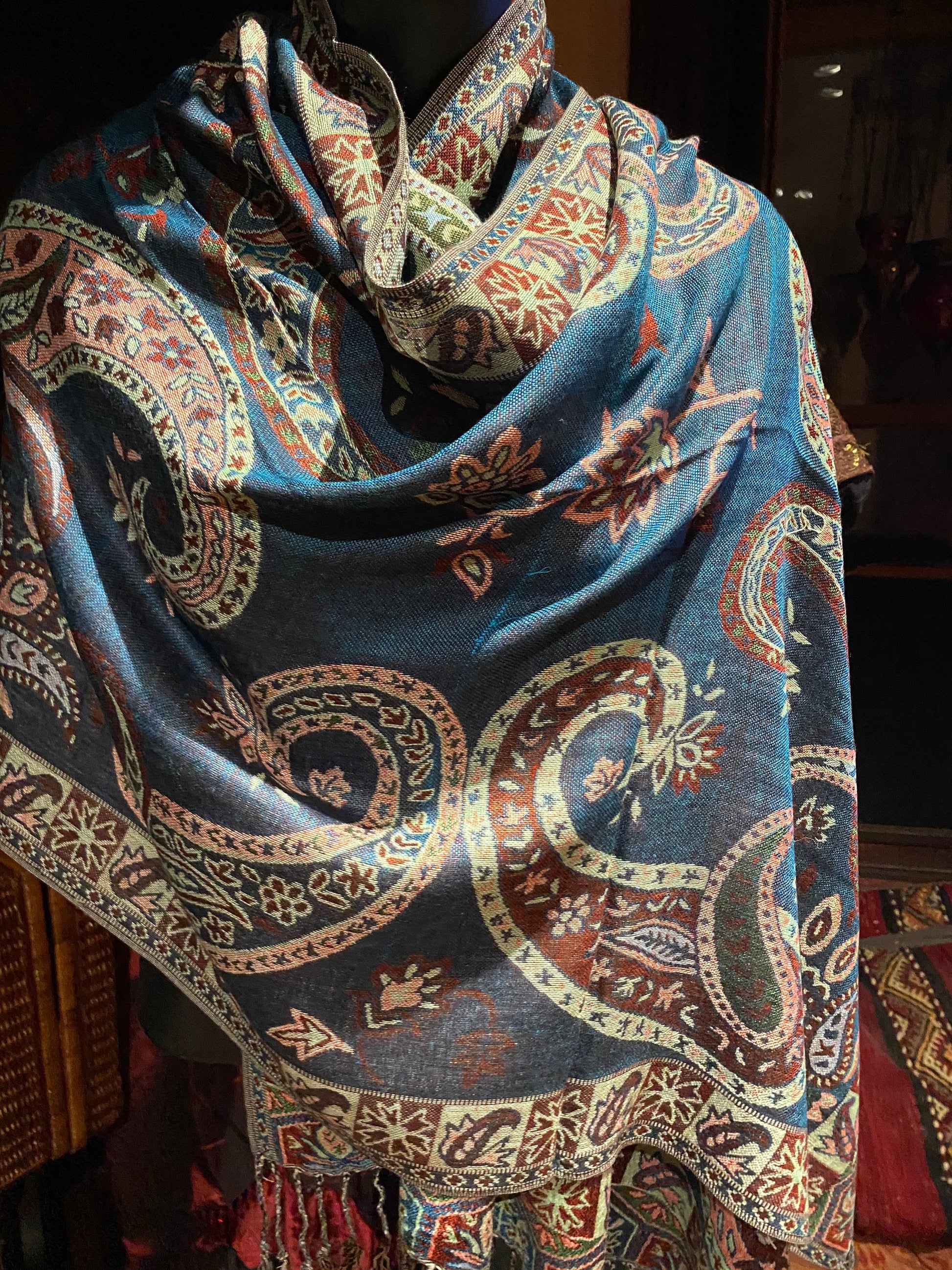 Vintage Paisley Brocade Pashmina Scarf Wrap Shawl