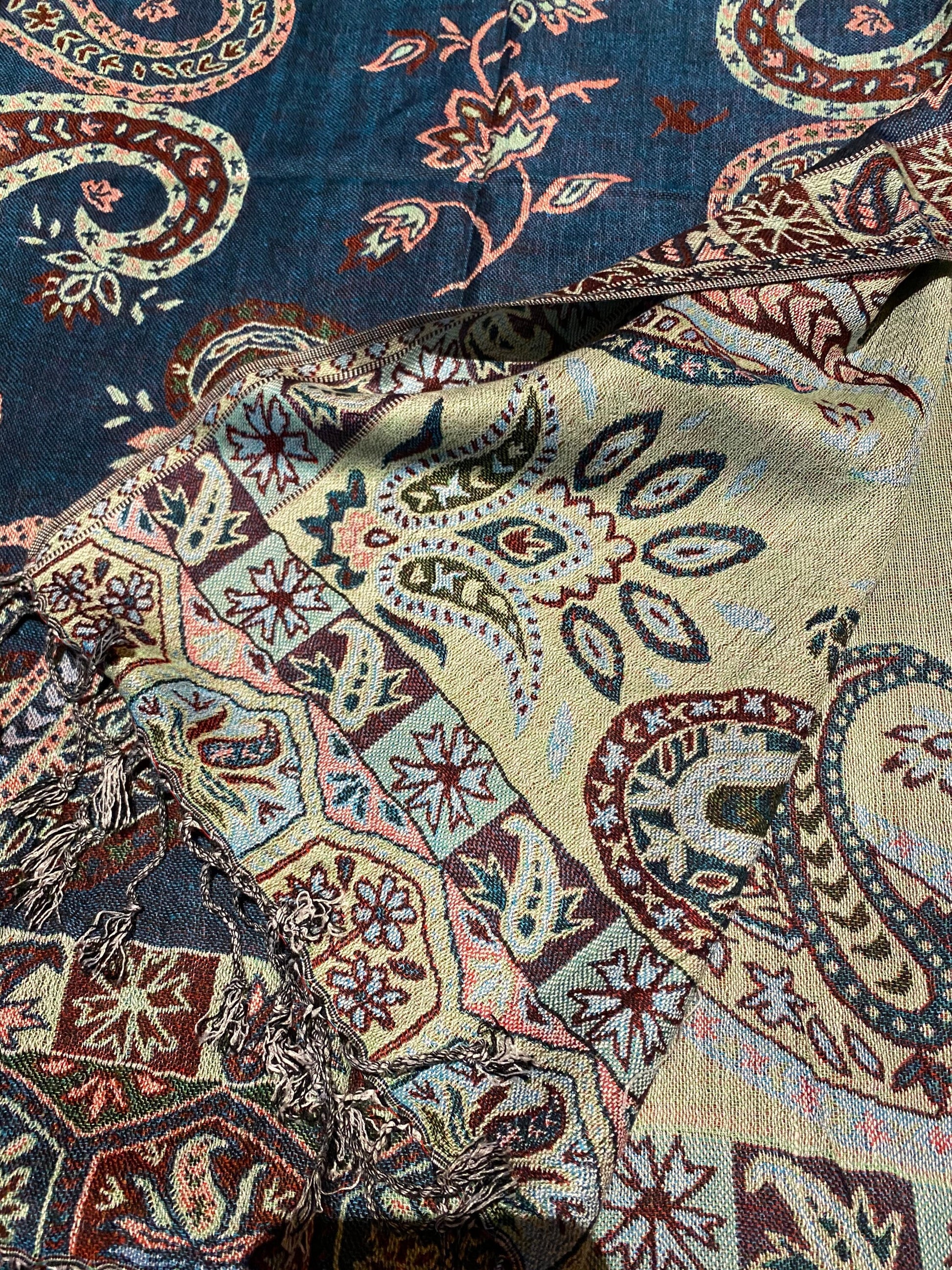 Vintage Paisley Brocade Pashmina Scarf Wrap Shawl