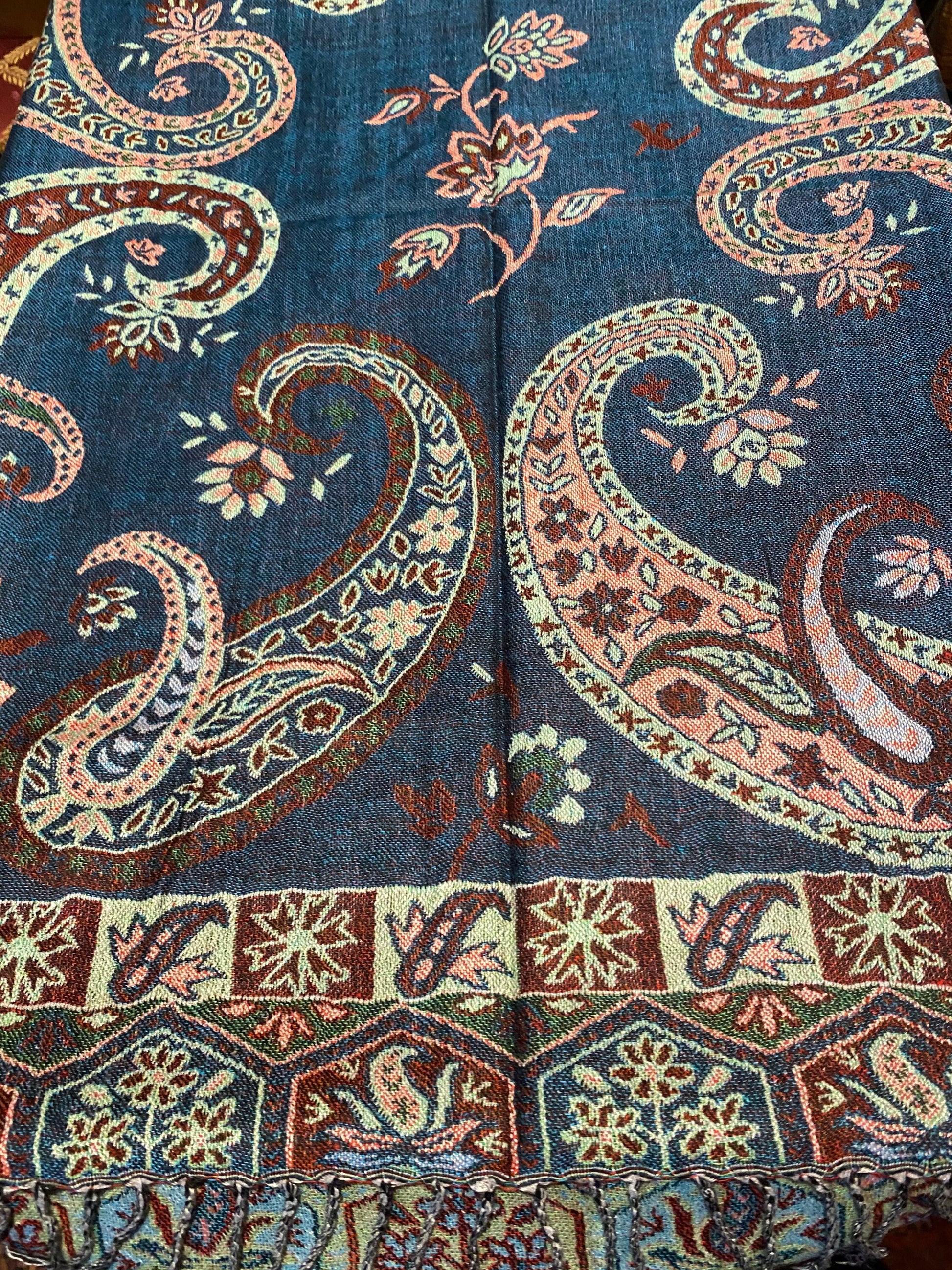 Vintage Paisley Brocade Pashmina Scarf Wrap Shawl