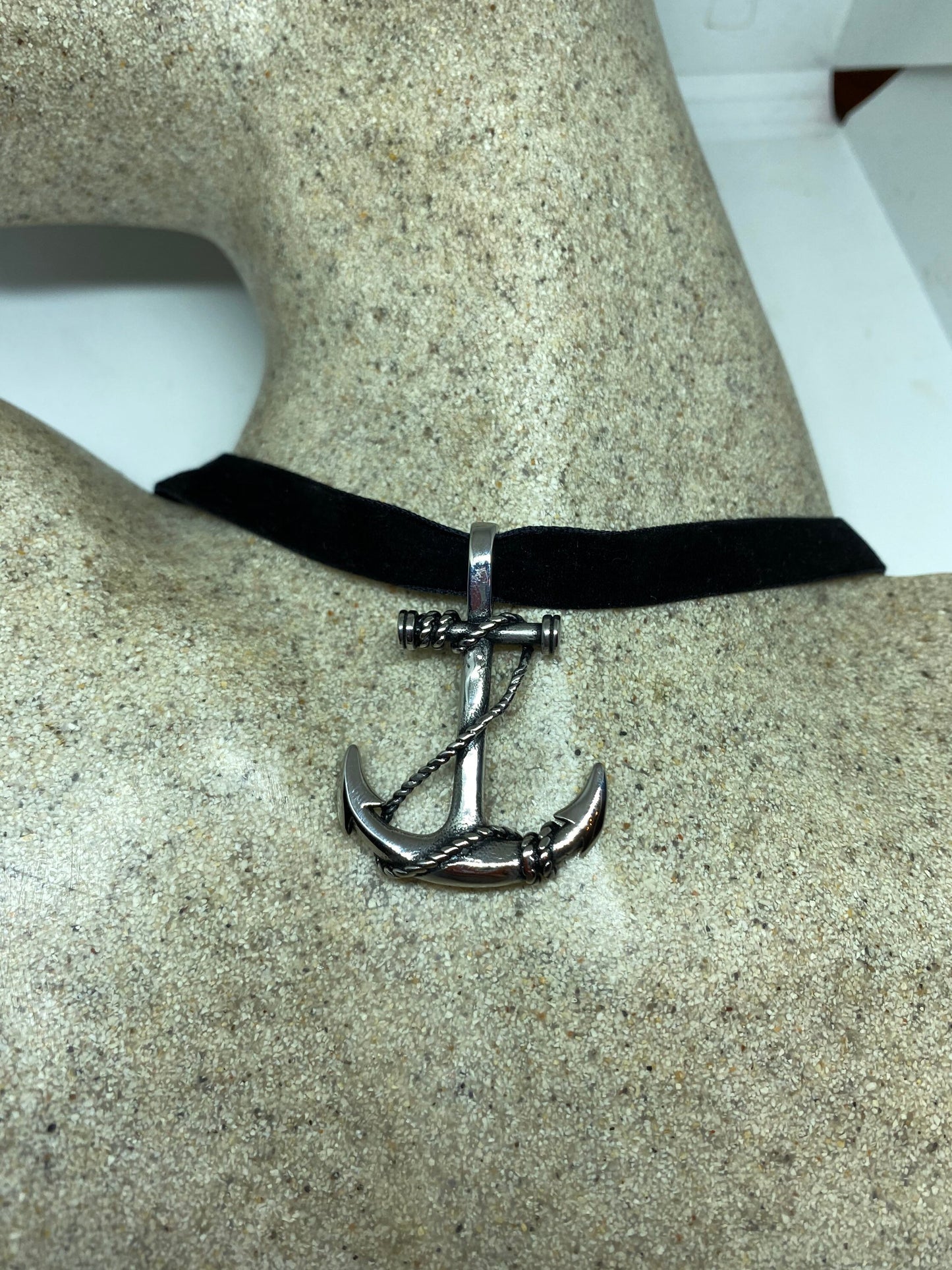 Vintage Celtic Silver Stainless Steel Anchor Pendant Necklace