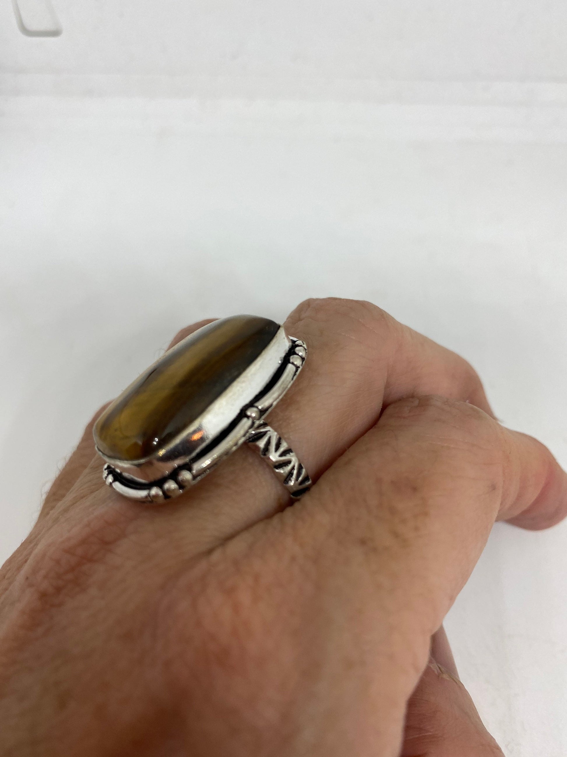 Vintage Tigers Eye Stone Silver Ring