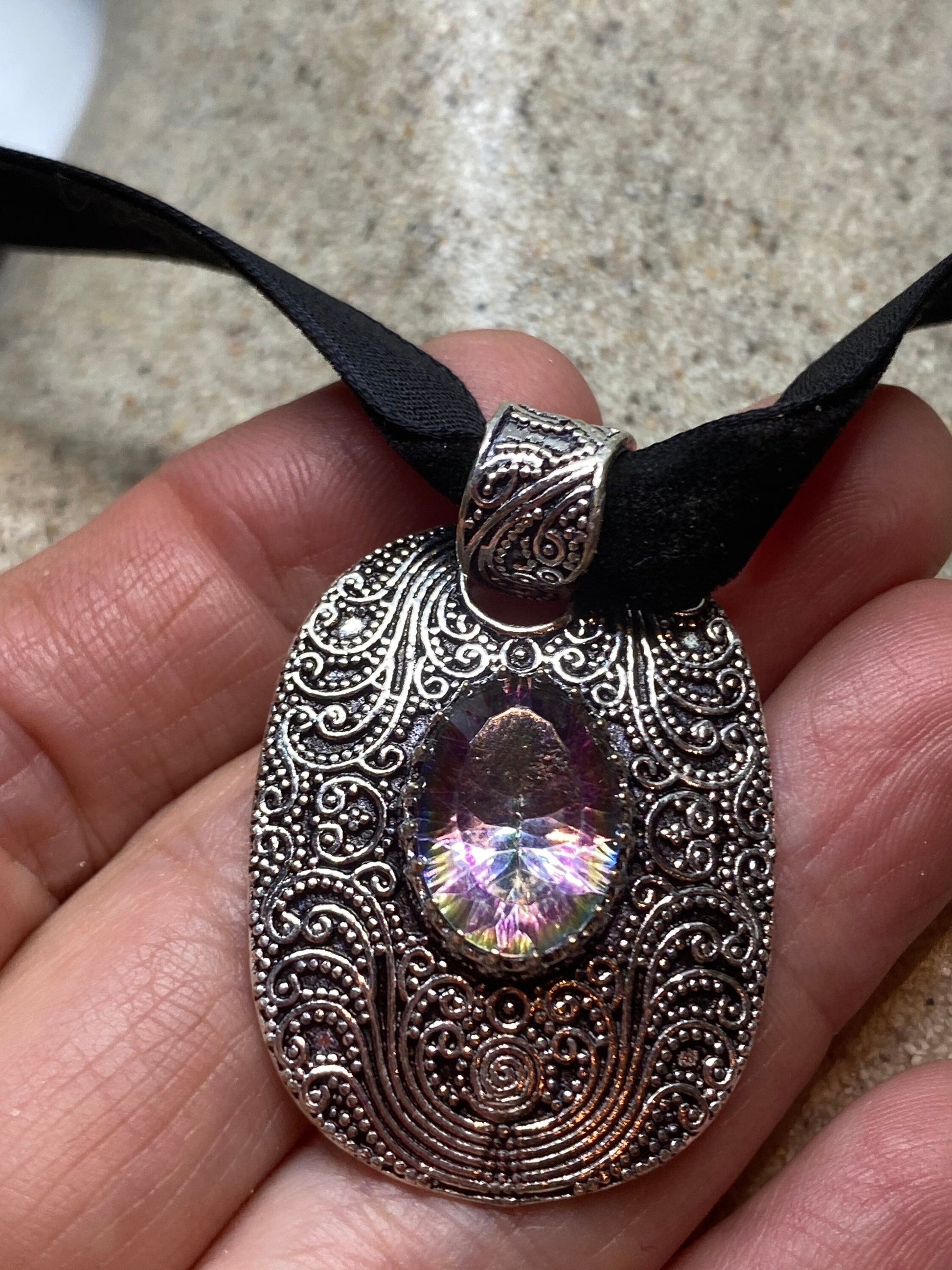Vintage Purple Mystic Amethyst Choker Necklace