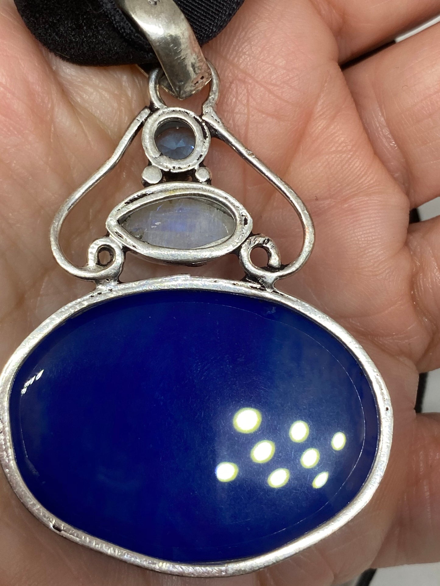Vintage Blue Raw Sapphire Choker Necklace