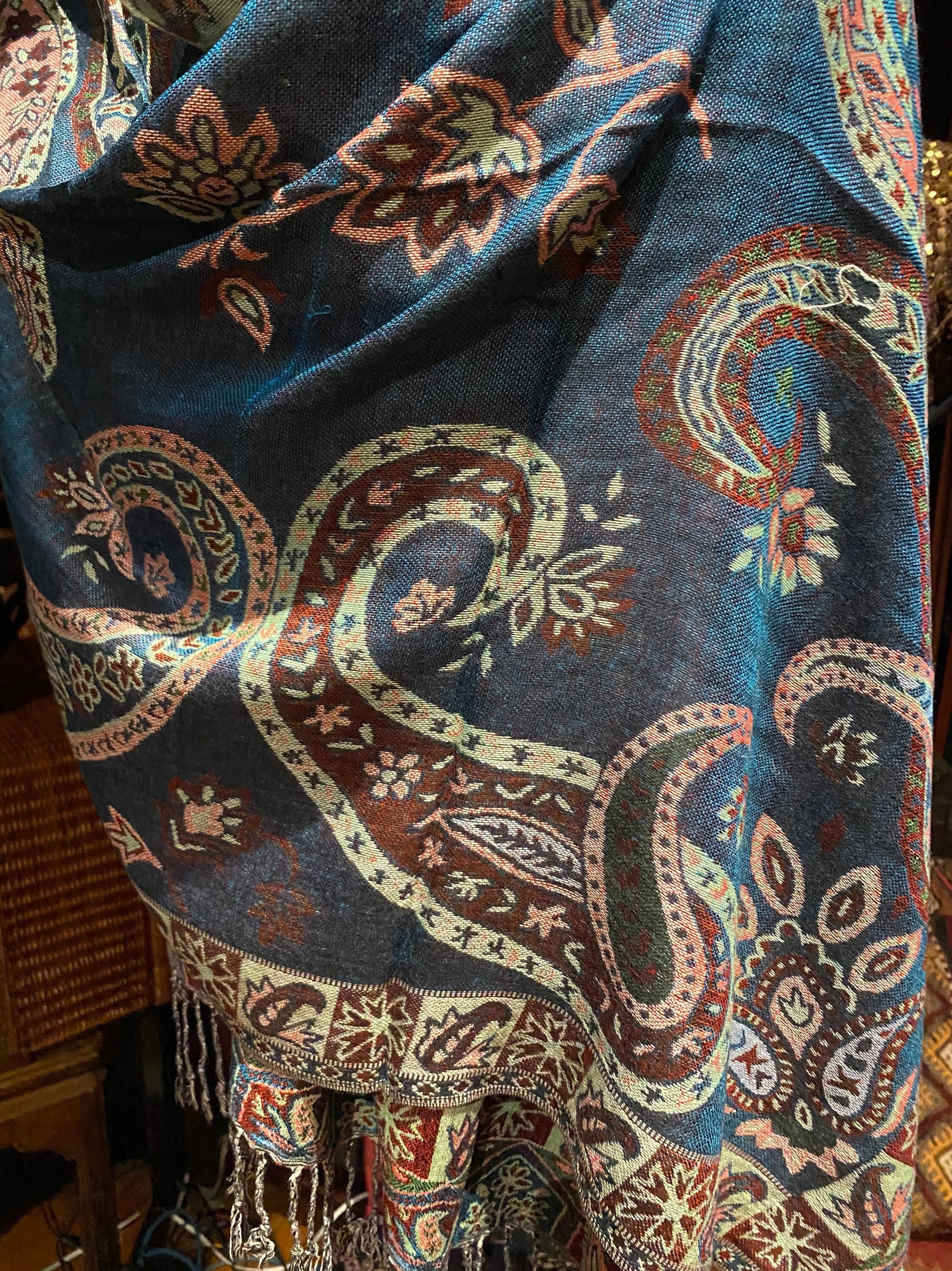 Vintage Paisley Brocade Pashmina Scarf Wrap Shawl