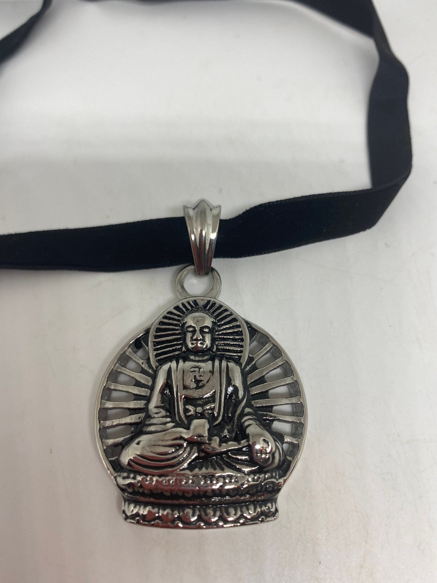 Vintage Handmade Stainless Steel Buddha Amulet Pendant