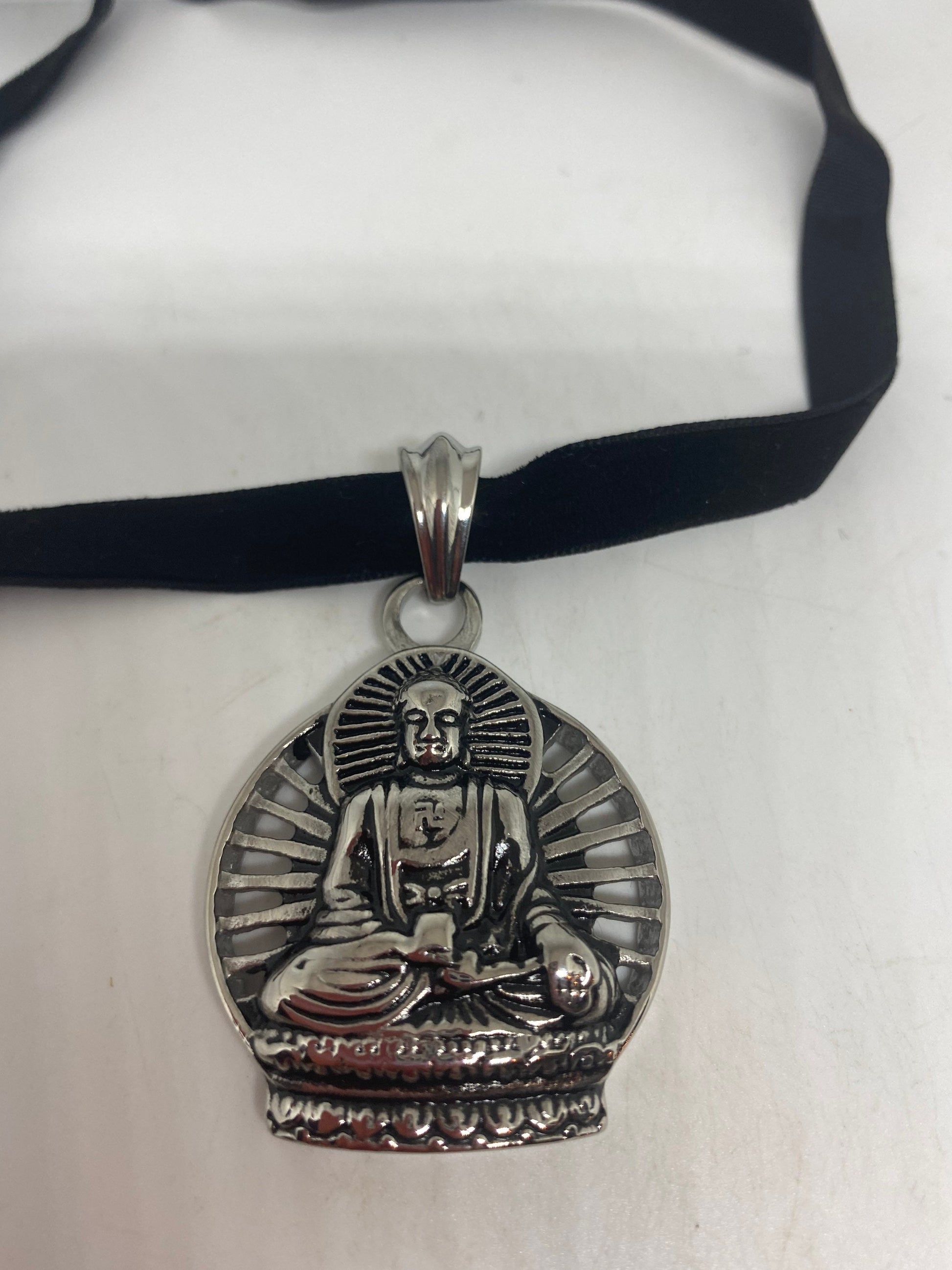 Vintage Handmade Stainless Steel Buddha Amulet Pendant