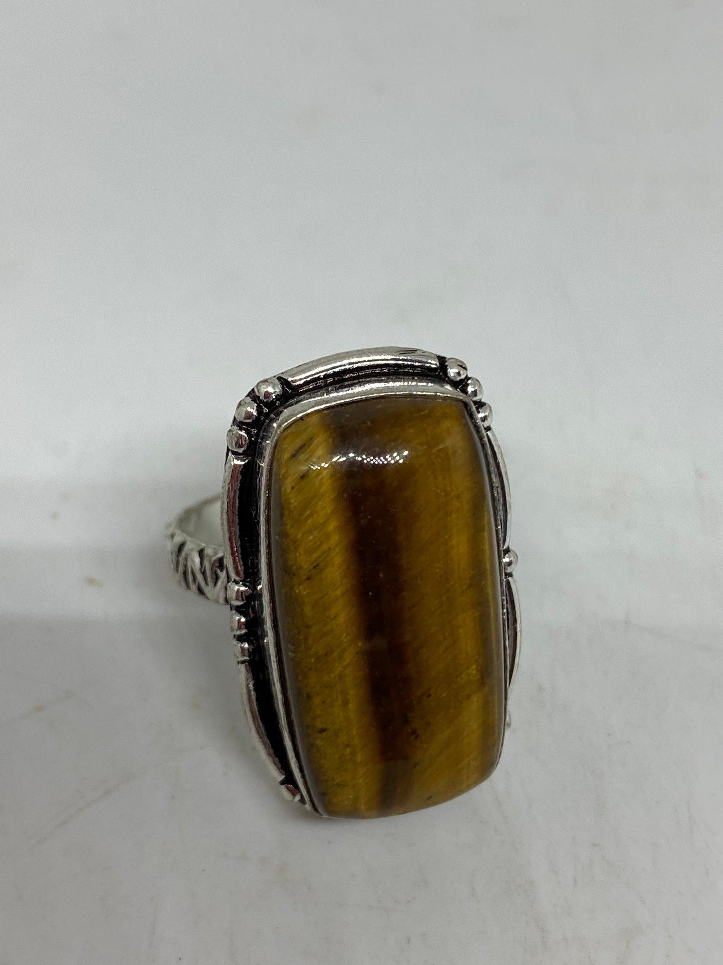 Vintage Tigers Eye Stone Silver Ring