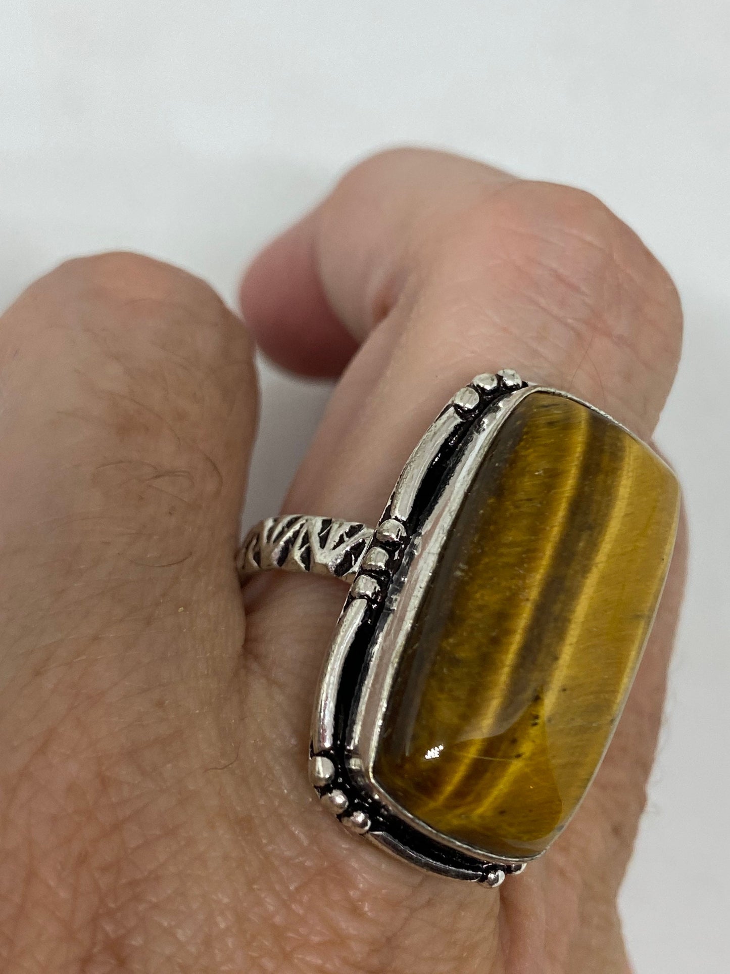 Vintage Tigers Eye Stone Silver Ring