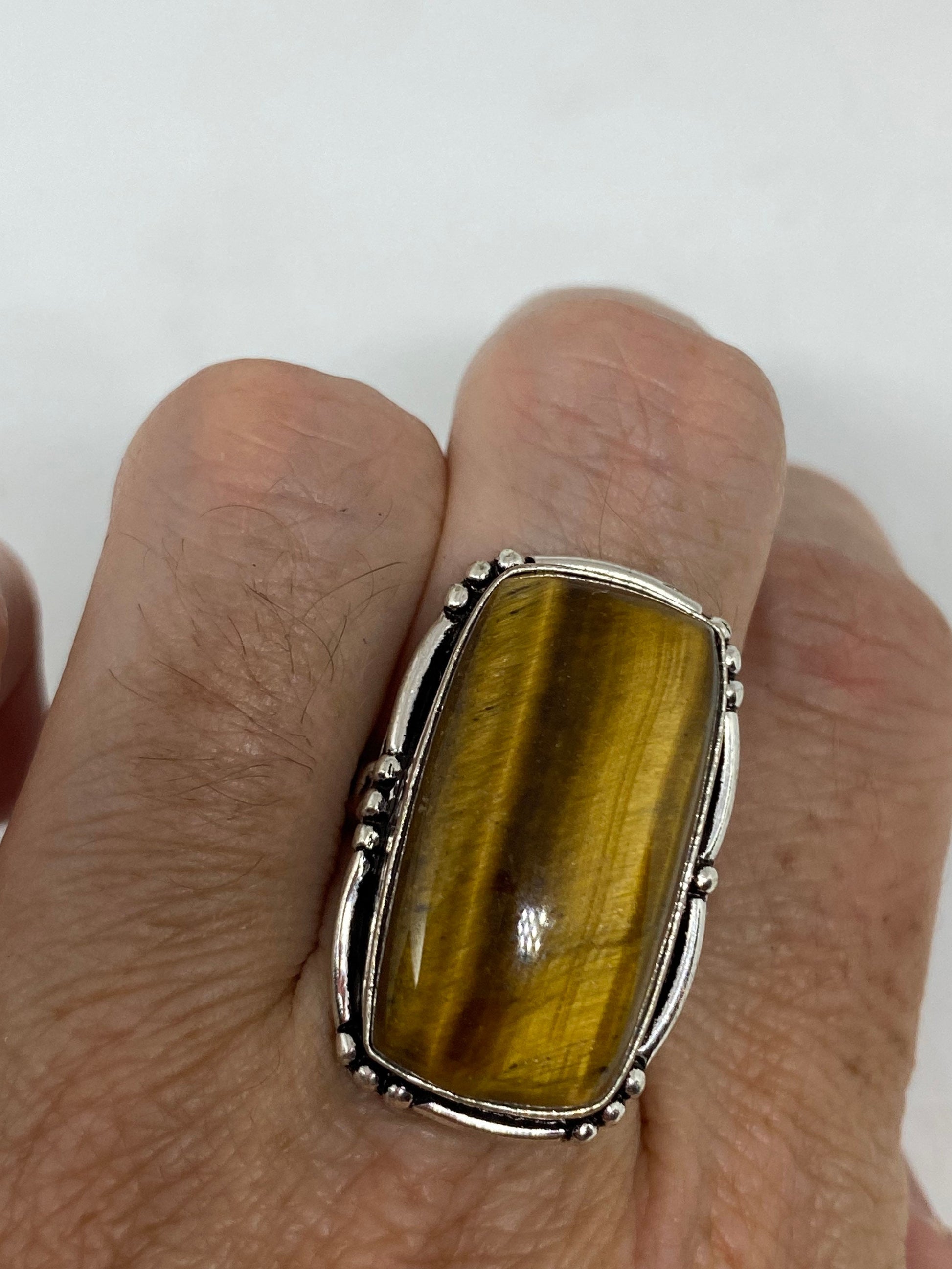 Vintage Tigers Eye Stone Silver Ring