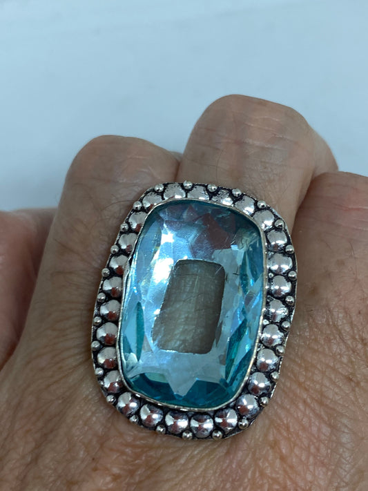 Vintage Aquamarine Vintage Art Glass Deco Ring