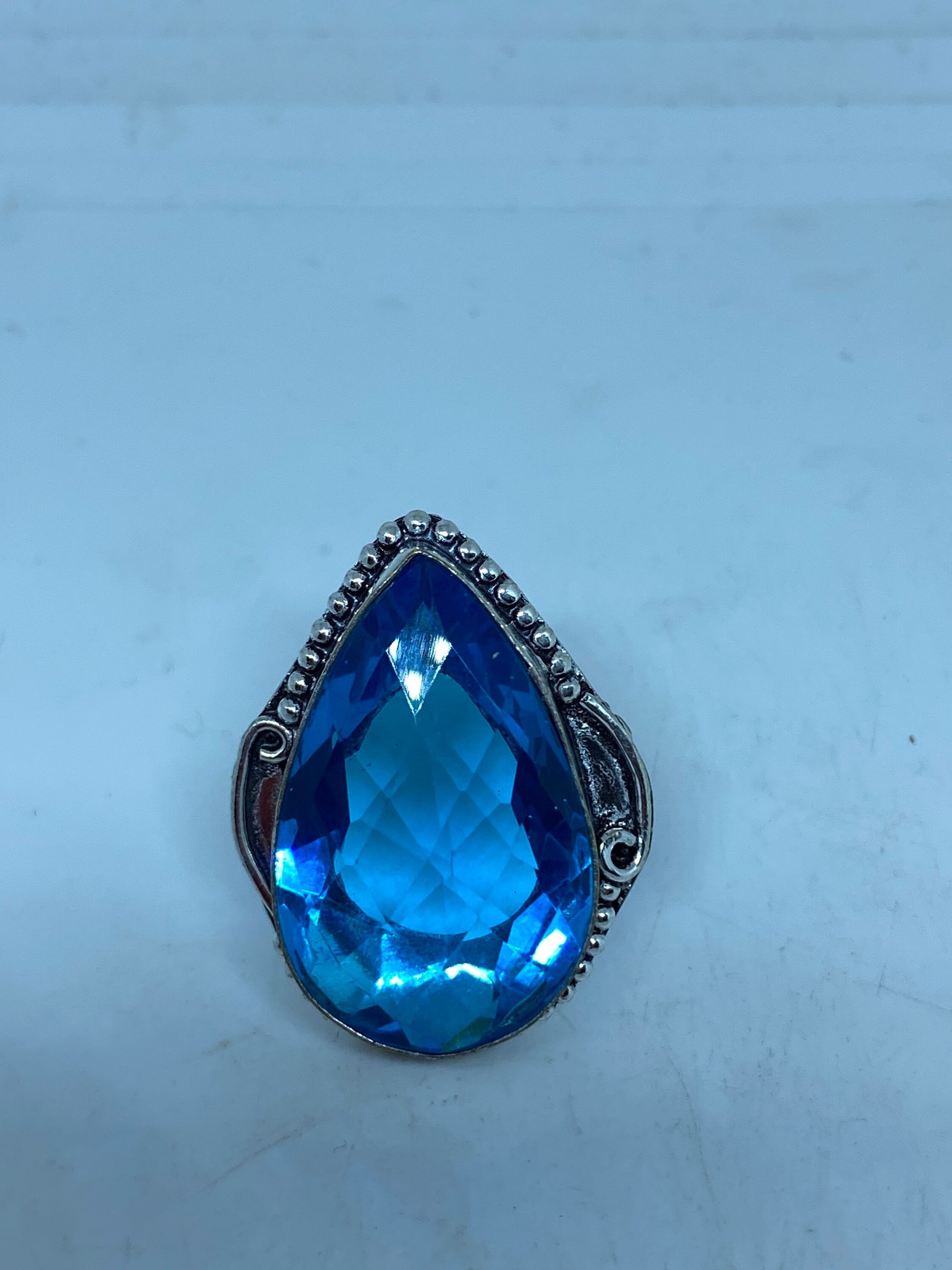 Vintage Aquamarine Vintage Art Glass Deco Ring