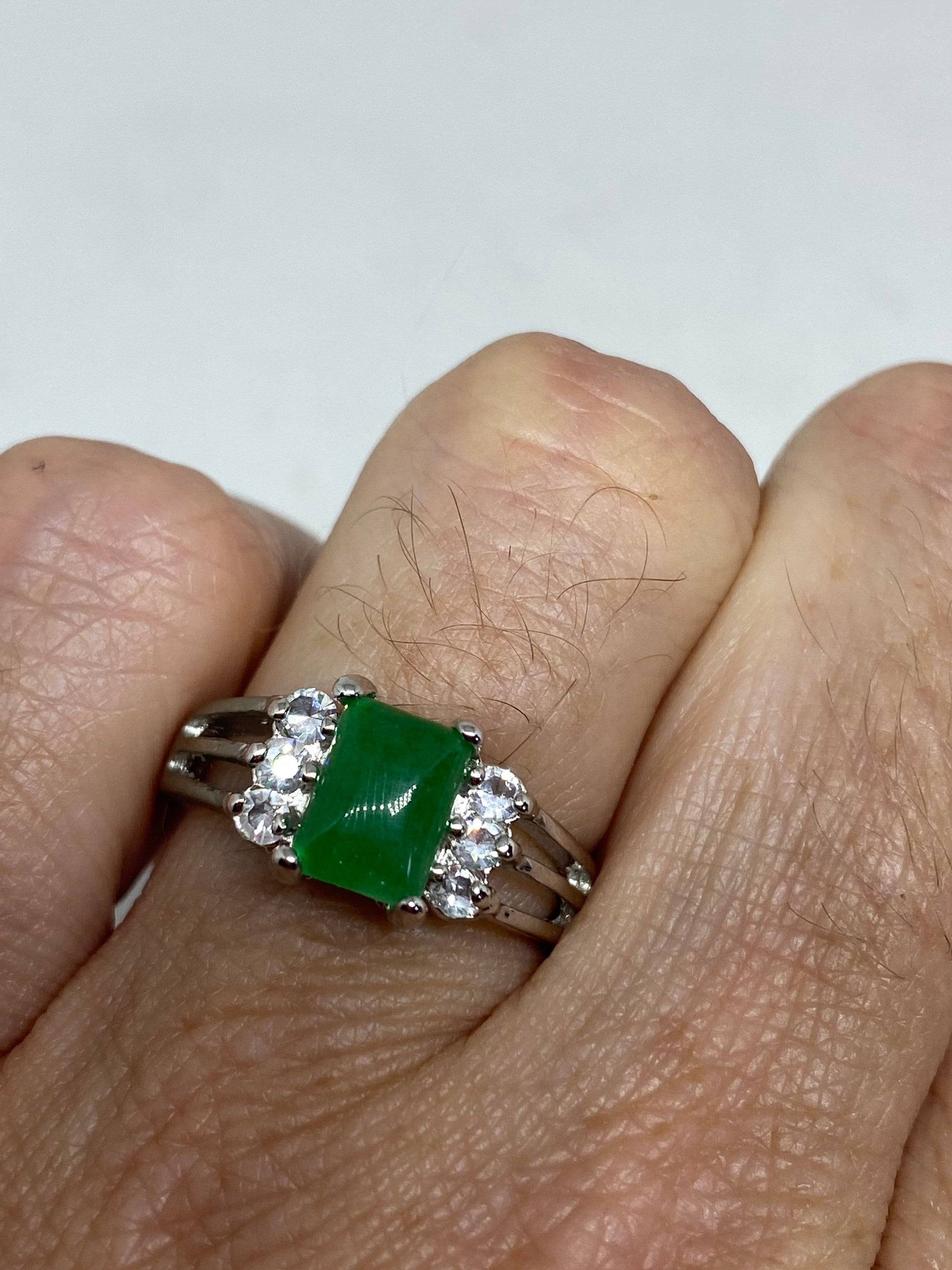 Vintage Lucky Green Nephrite Jade Ring