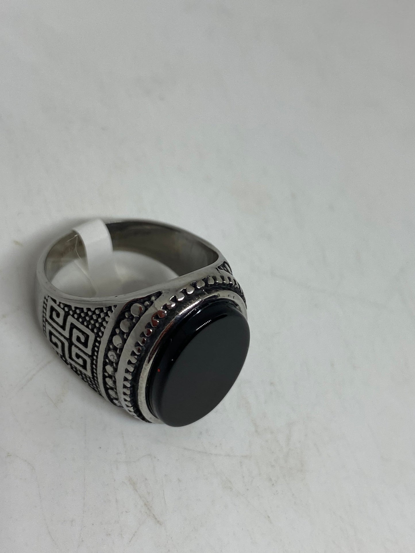 Vintage Gothic Stainless Steel Black Onyx Genuine Ring