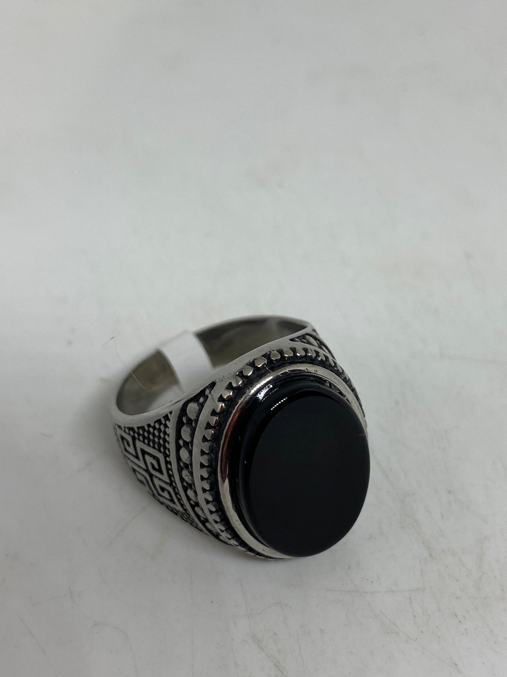 Vintage Gothic Stainless Steel Black Onyx Genuine Ring