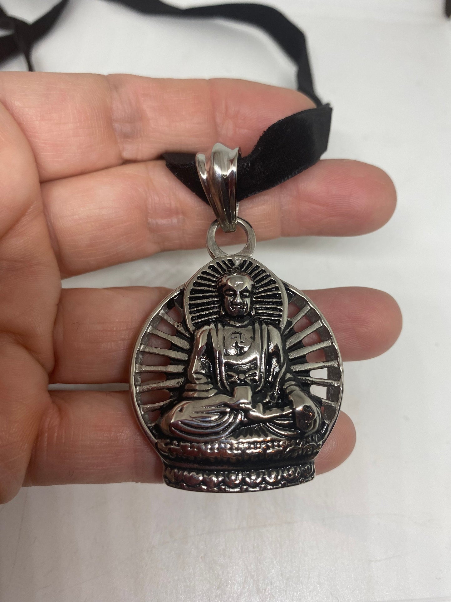 Vintage Handmade Stainless Steel Buddha Amulet Pendant