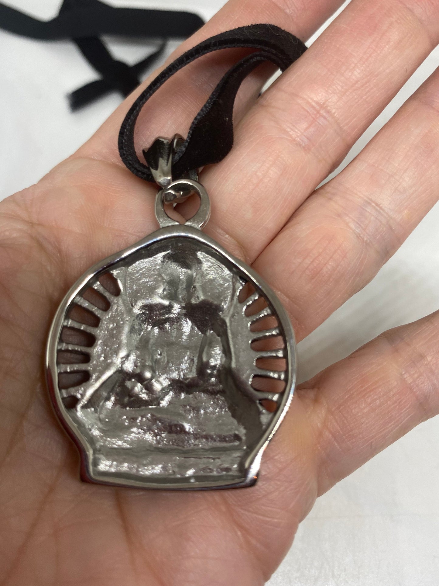 Vintage Handmade Stainless Steel Buddha Amulet Pendant