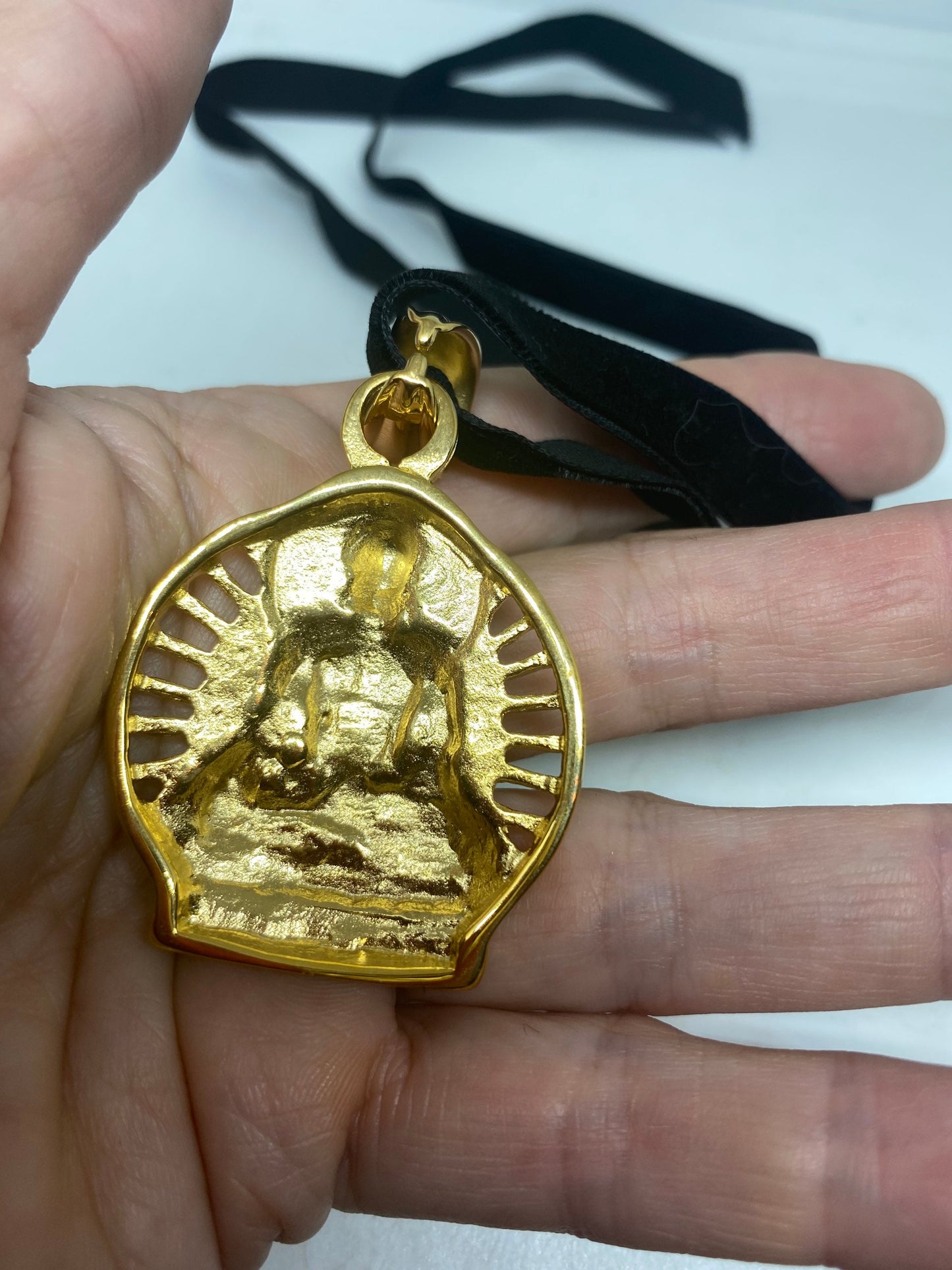 Vintage Gold Stainless Steel Buddha Amulet Pendant