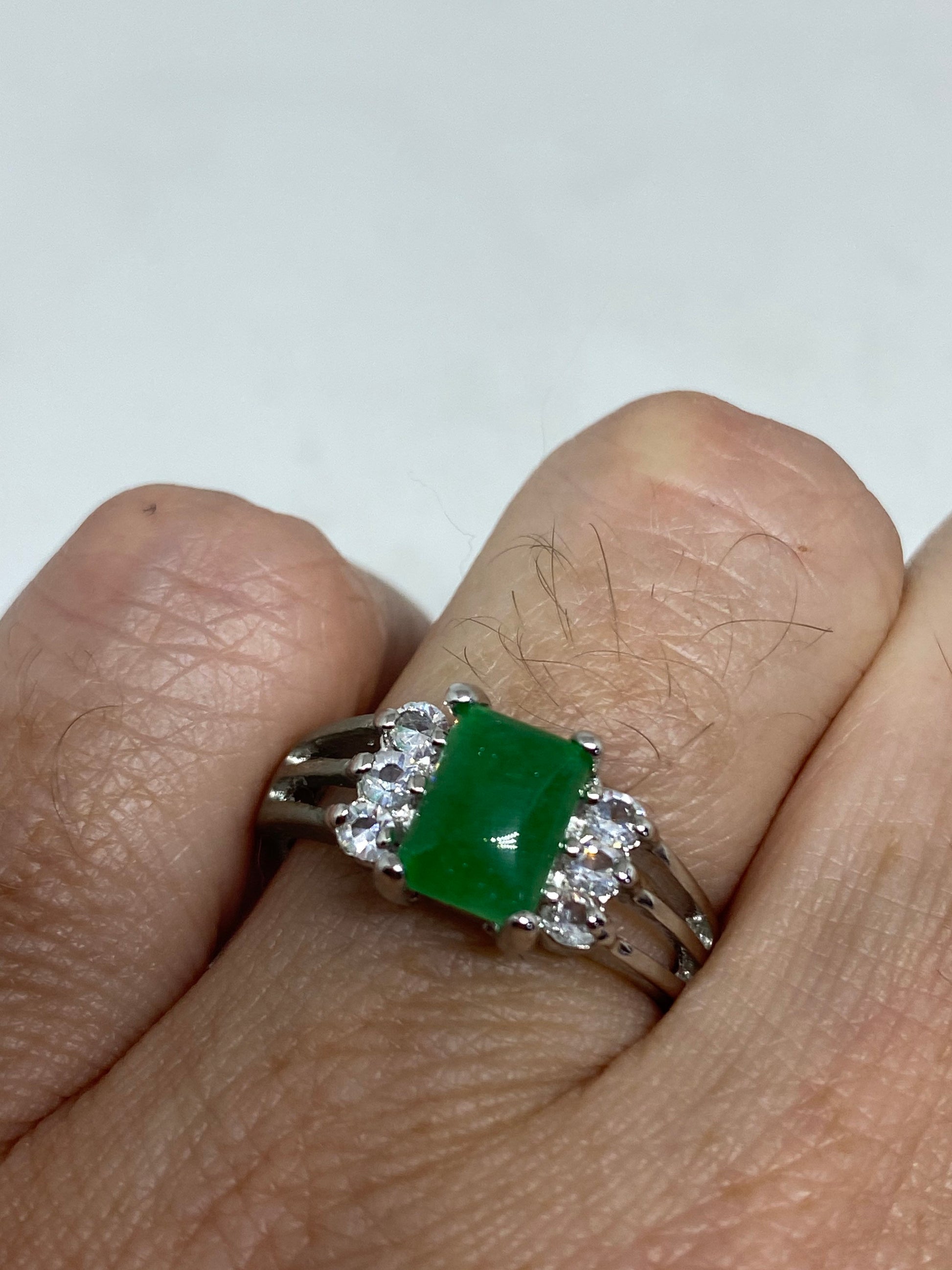 Vintage Lucky Green Nephrite Jade Ring