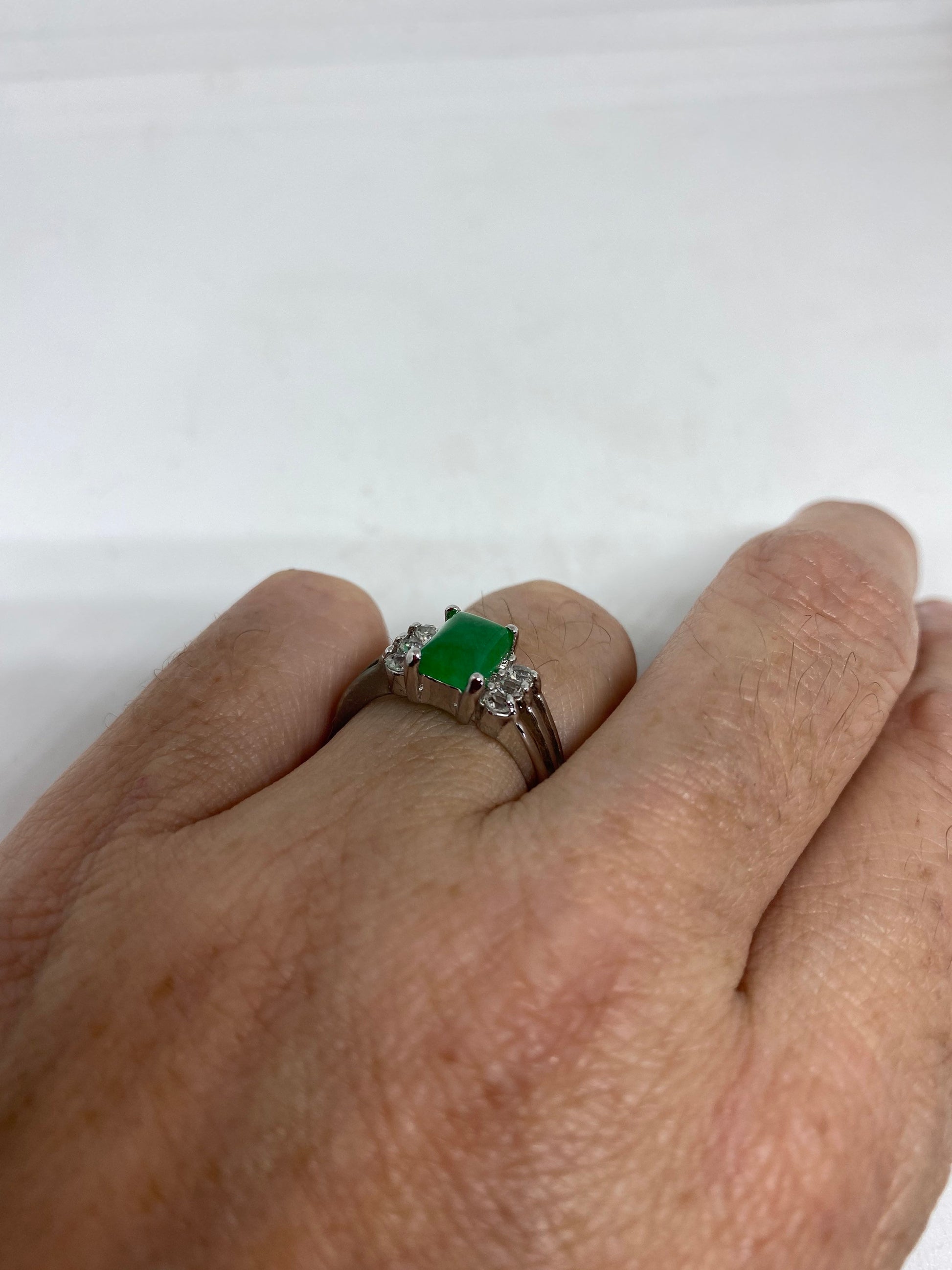 Vintage Lucky Green Nephrite Jade Ring