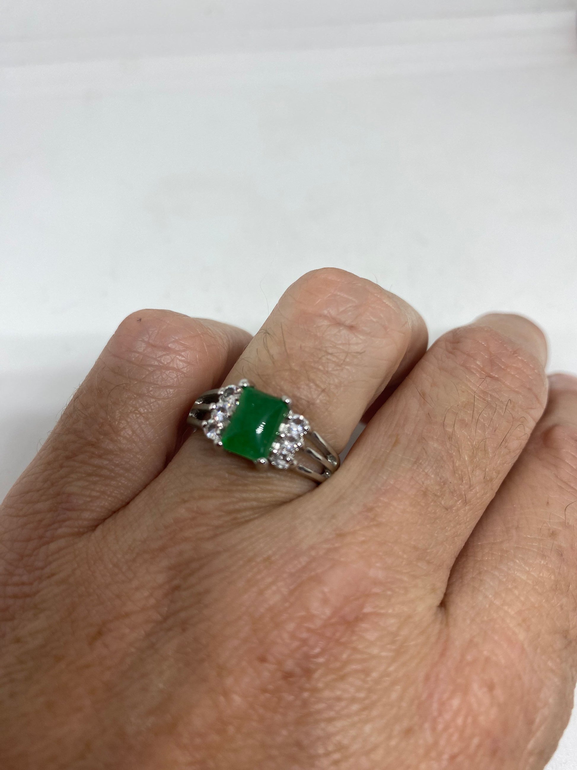 Vintage Lucky Green Nephrite Jade Ring