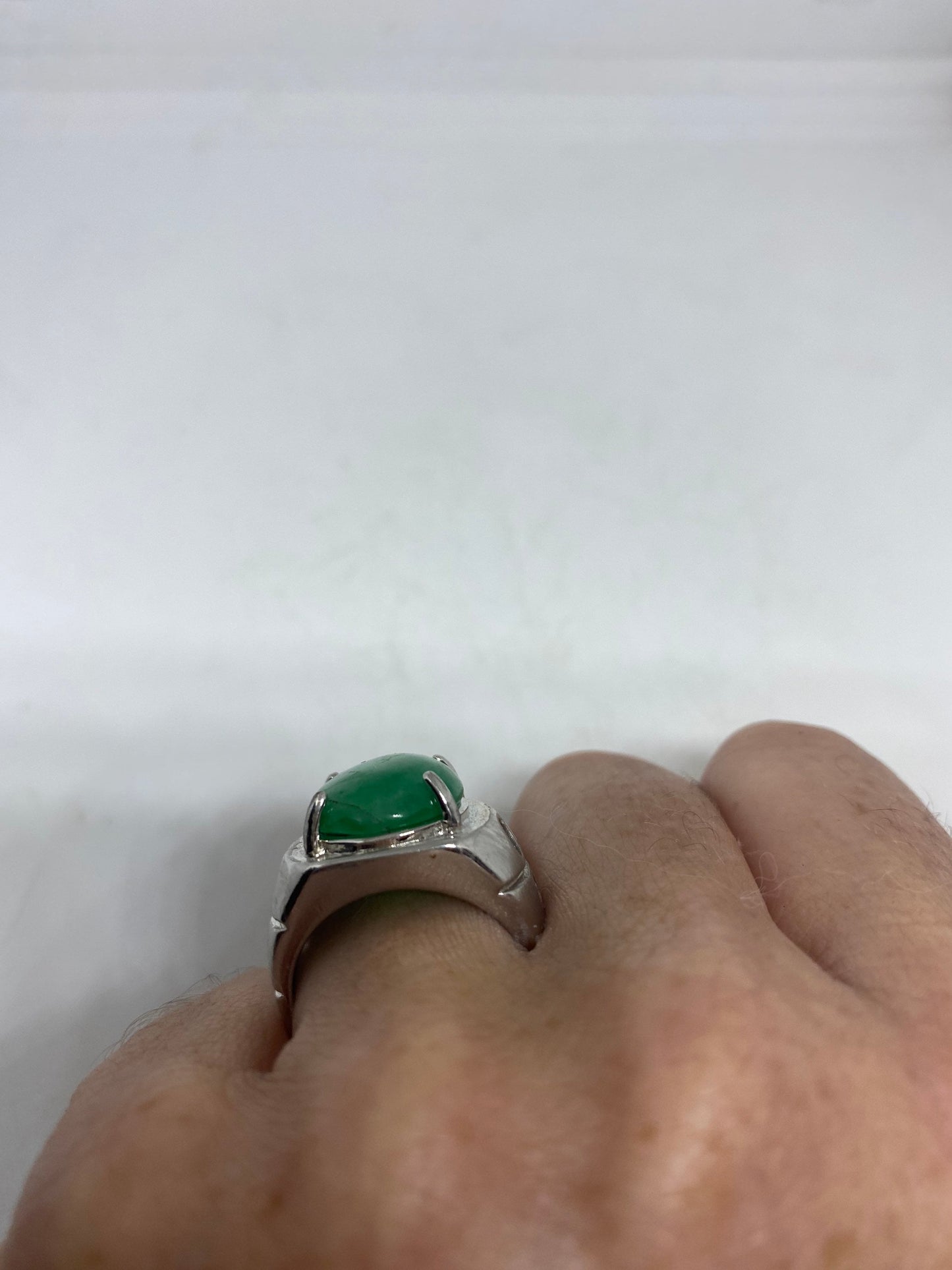 Vintage Lucky Green Nephrite Jade Ring