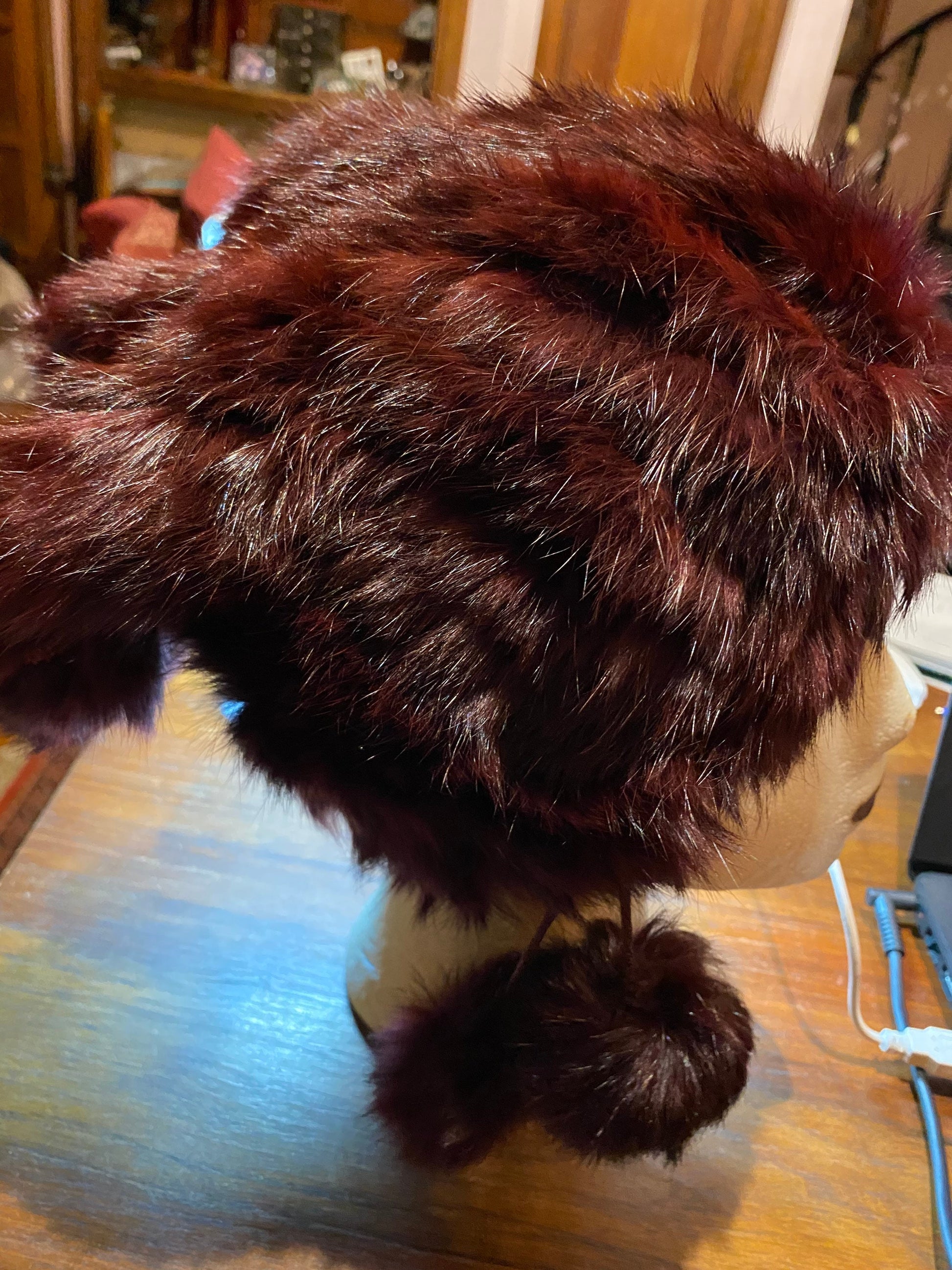 Vintage Burgundy Rabbit Fur Russian Deco Hat