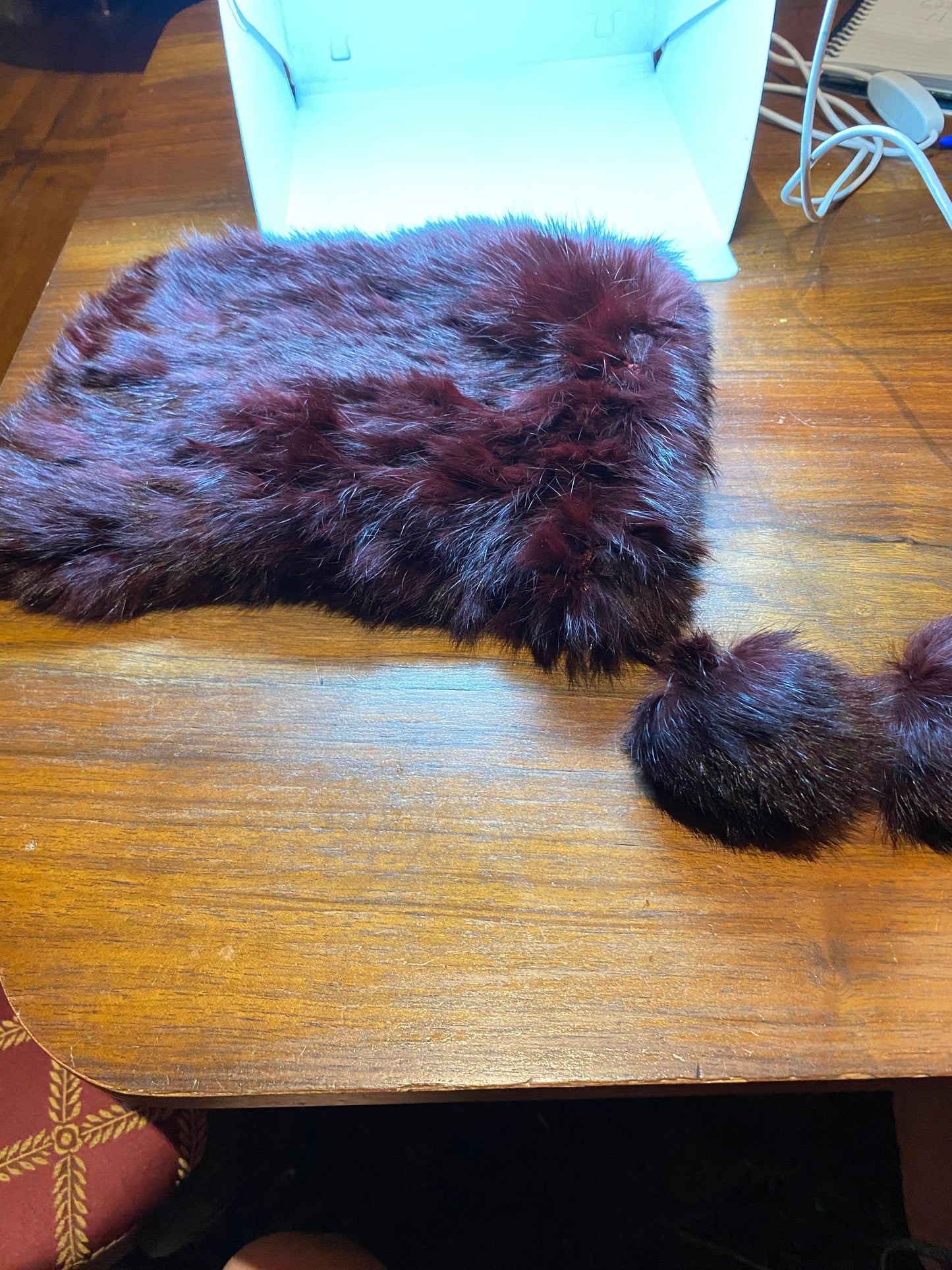 Vintage Burgundy Rabbit Fur Russian Deco Hat