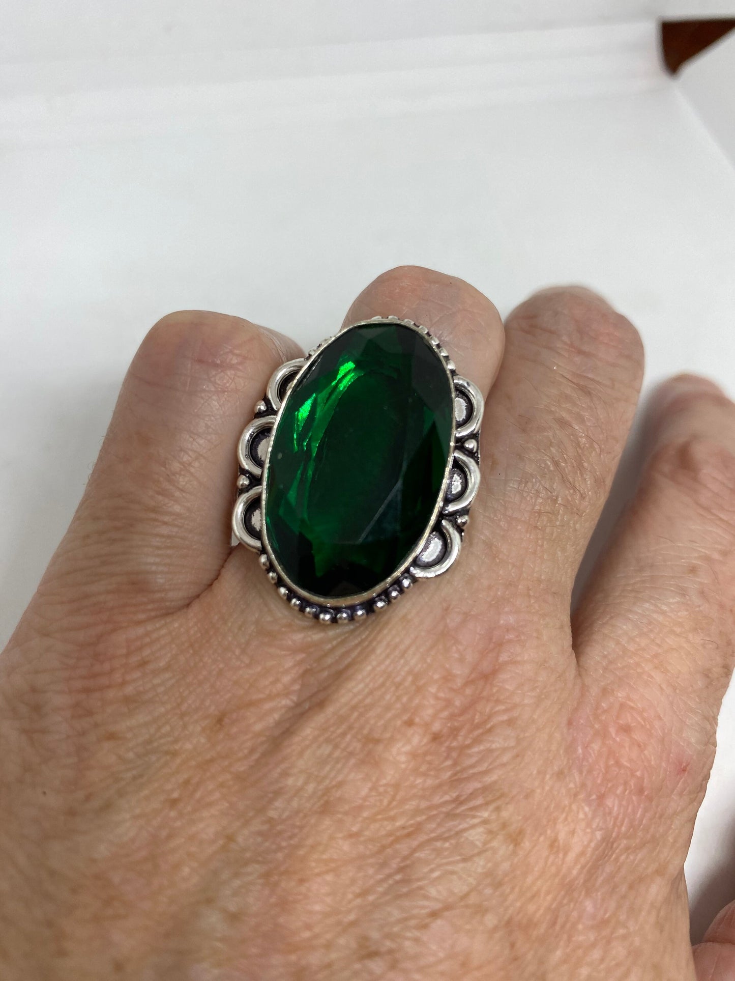 Vintage Aqua Green Art Glass Ring