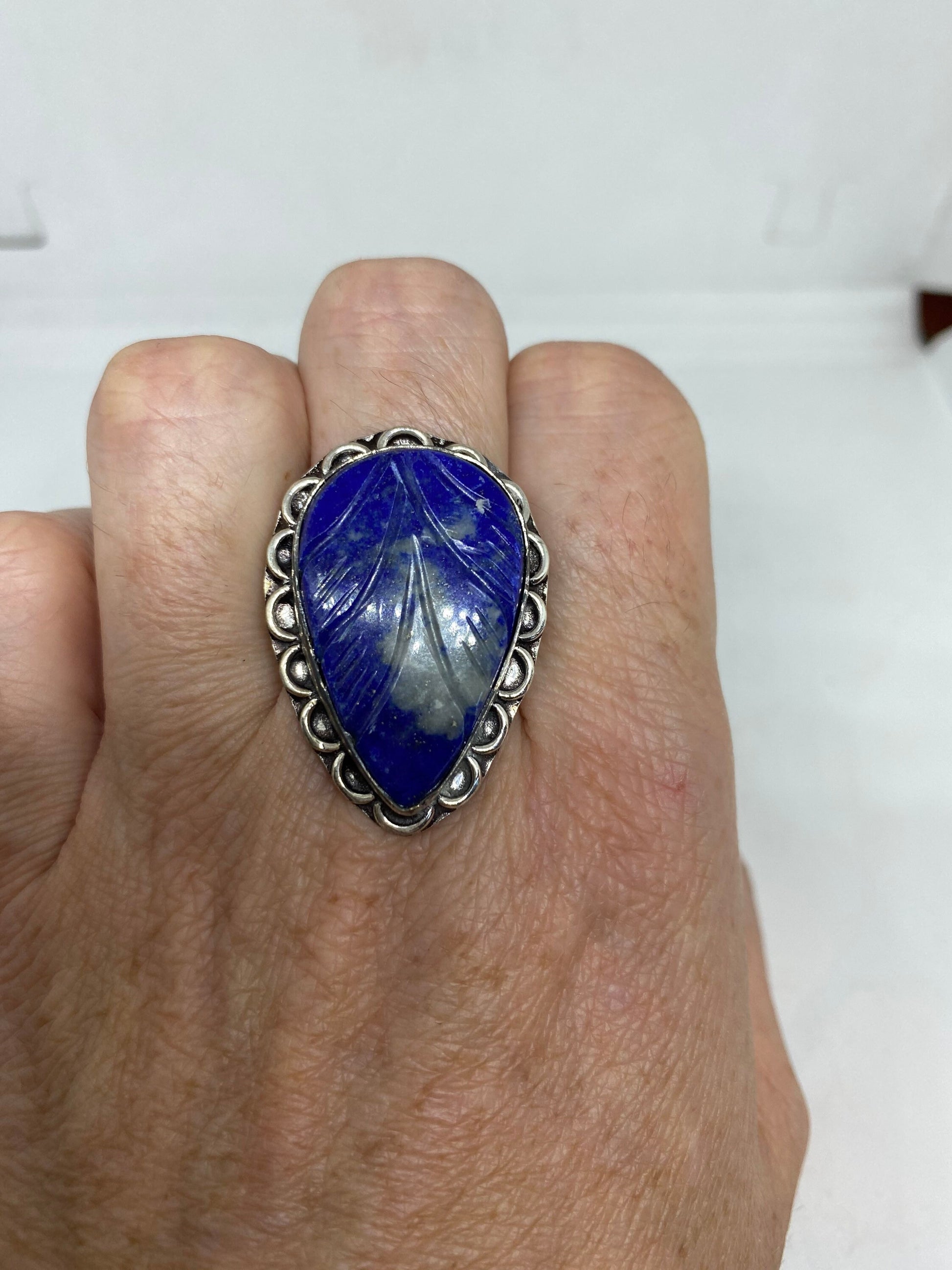 Vintage Blue Genuine Lapis Lazuli Ring Size 10