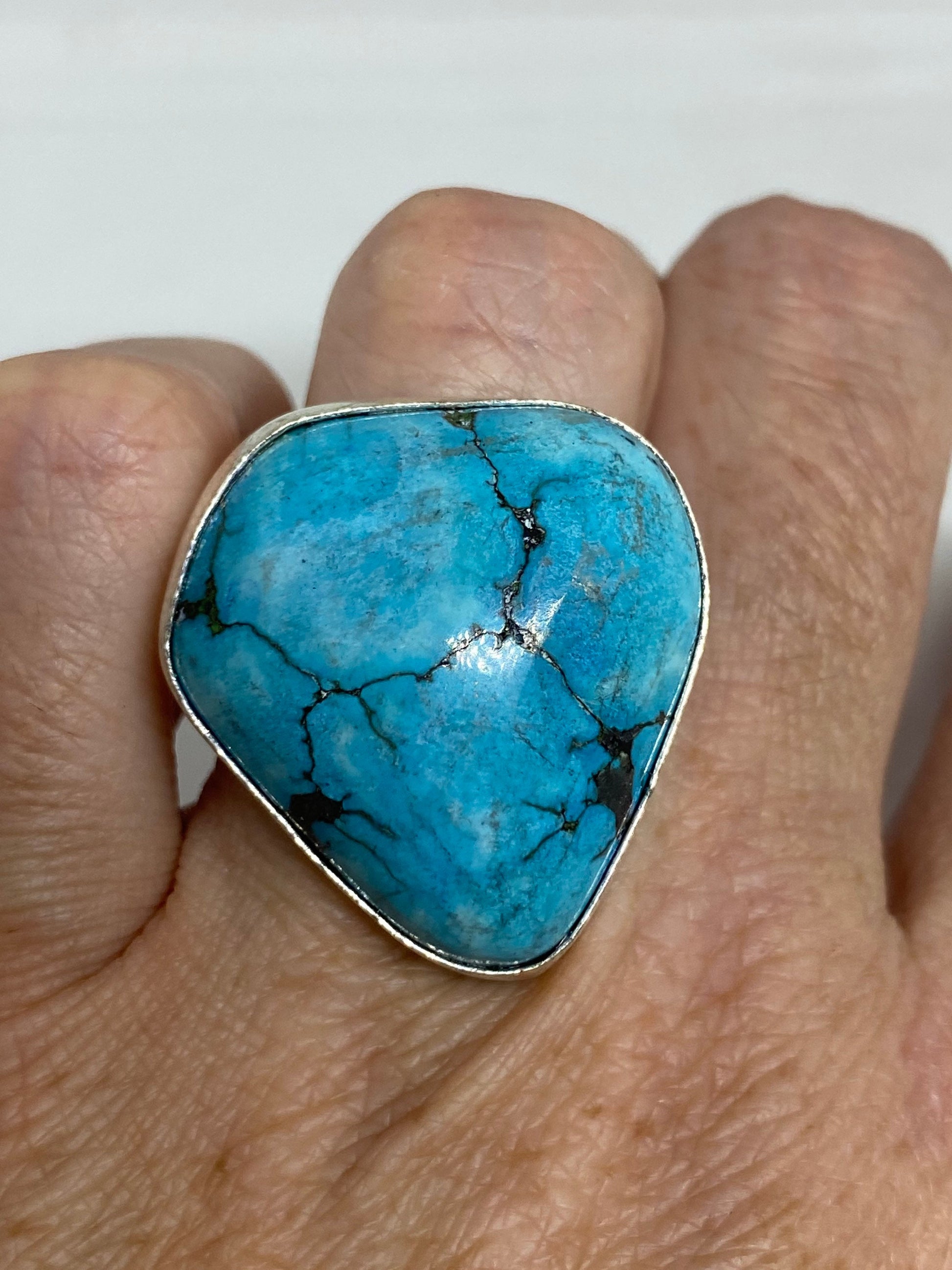 Vintage Blue Genuine Tibetan Turquoise Ring