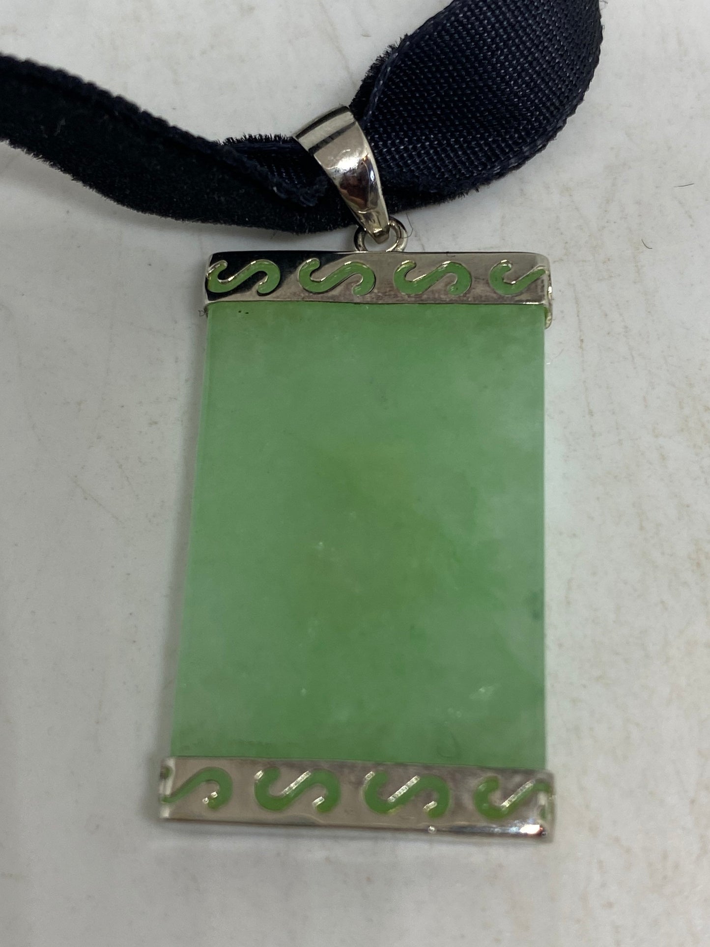 Vintage Handmade Jade 925 Sterling Silver Droplet Pendant