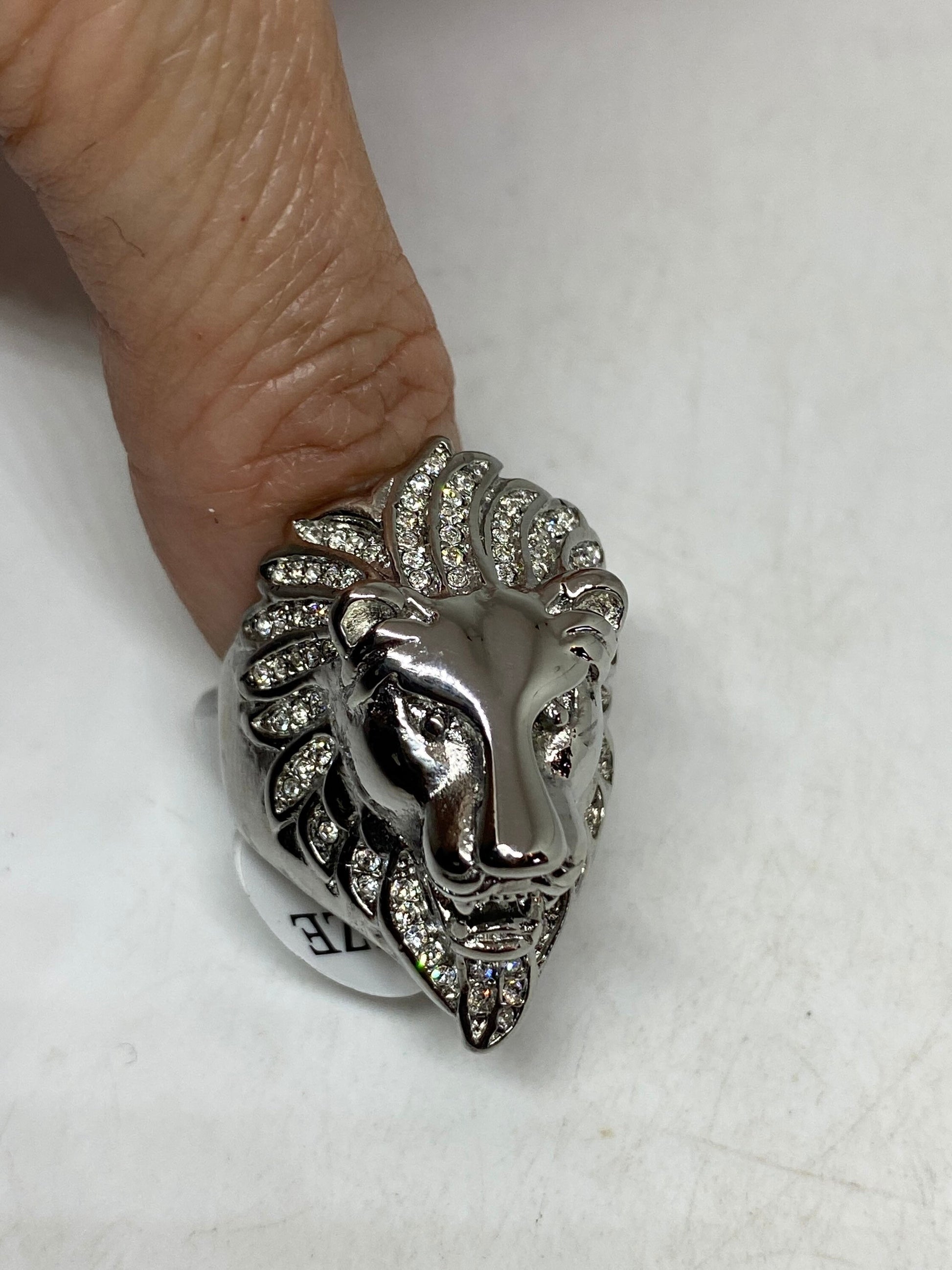 Vintage Gothic Austrian Crystal Stainless Steel Lion Head Leo Men Ring
