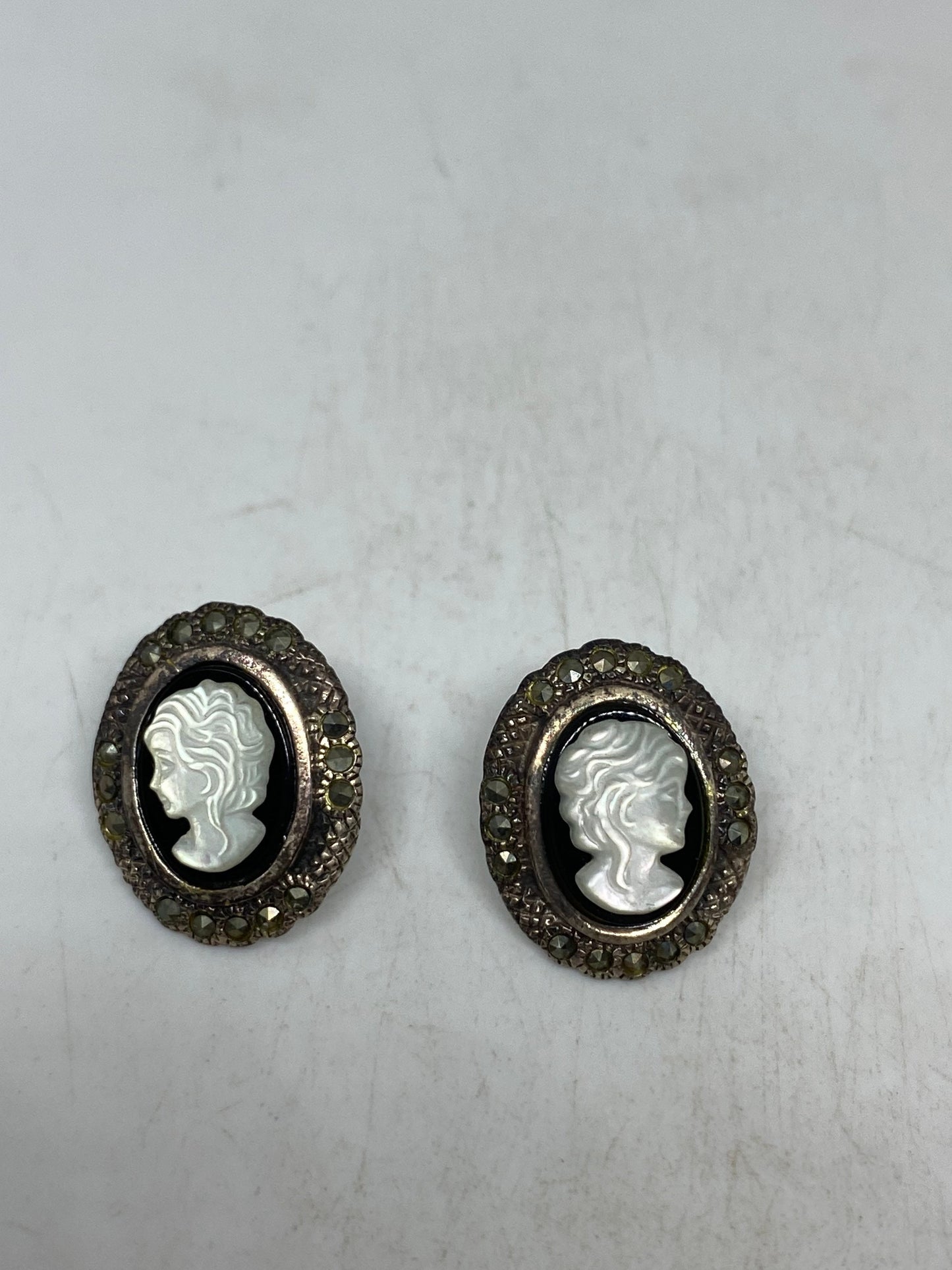 Vintage Black Onyx Cameo Earrings