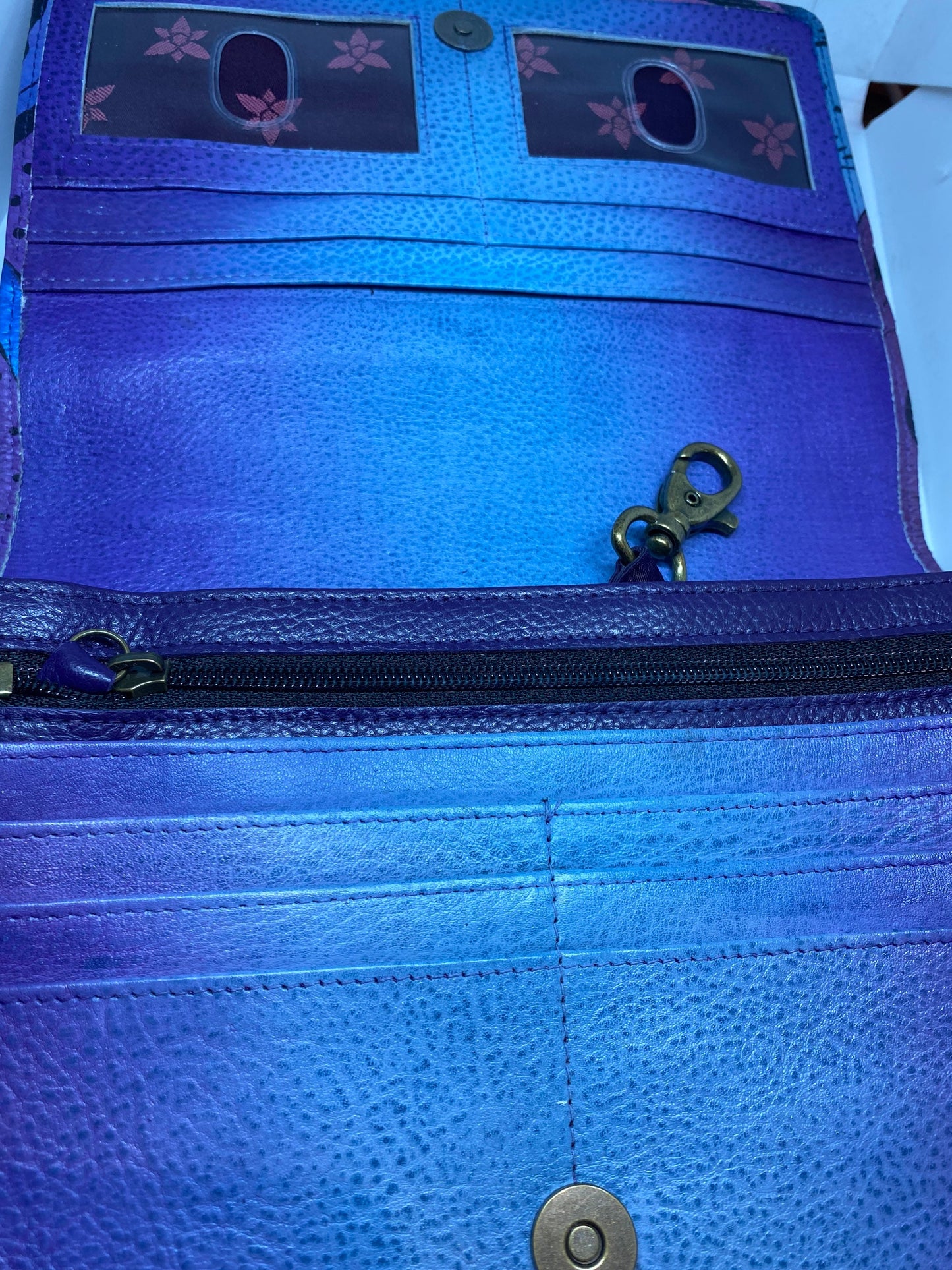 Hand Painted Paisley Genuine Leather Anushka Wallet Clutch Bag