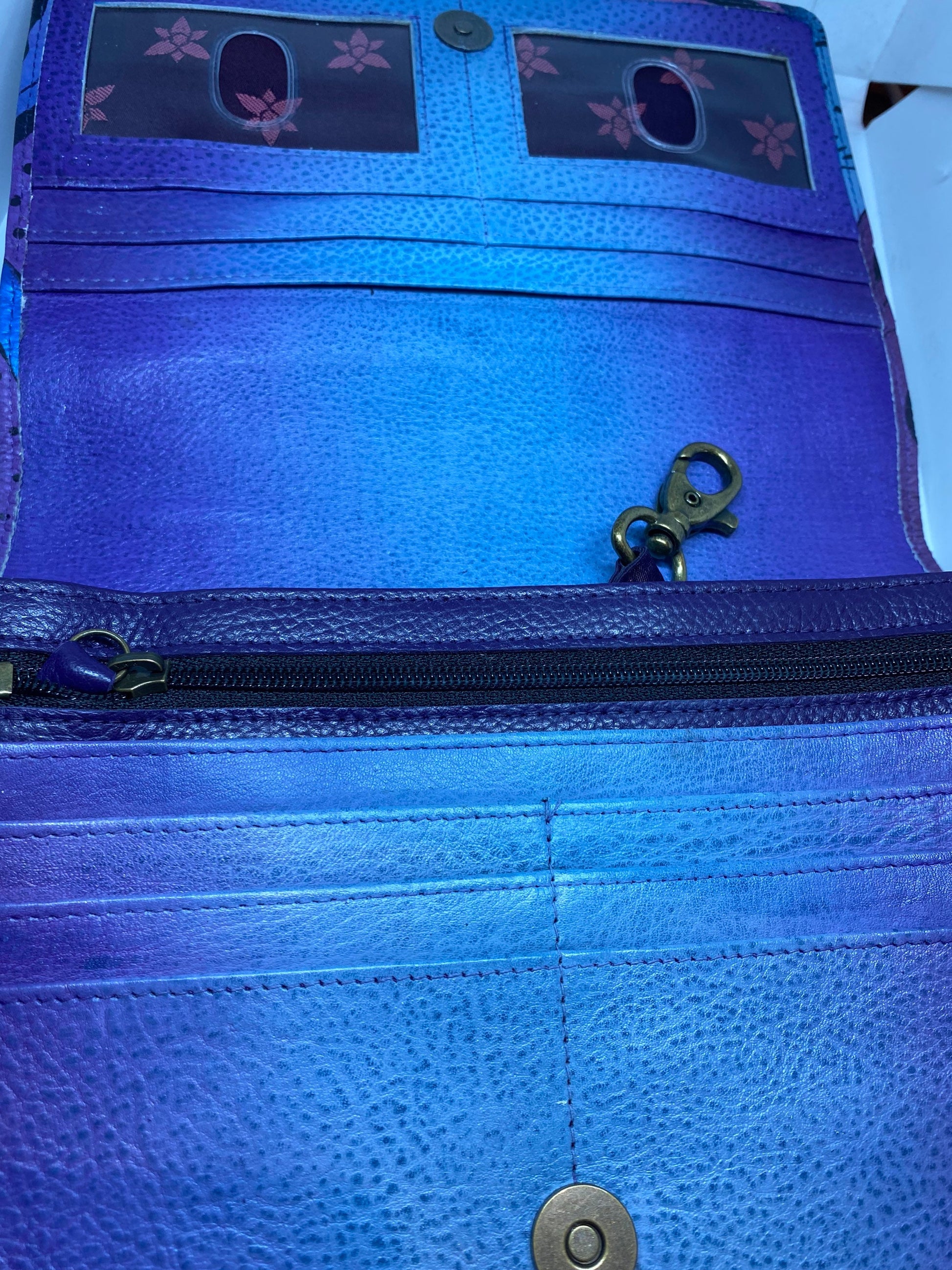 Hand Painted Paisley Genuine Leather Anushka Wallet Clutch Bag