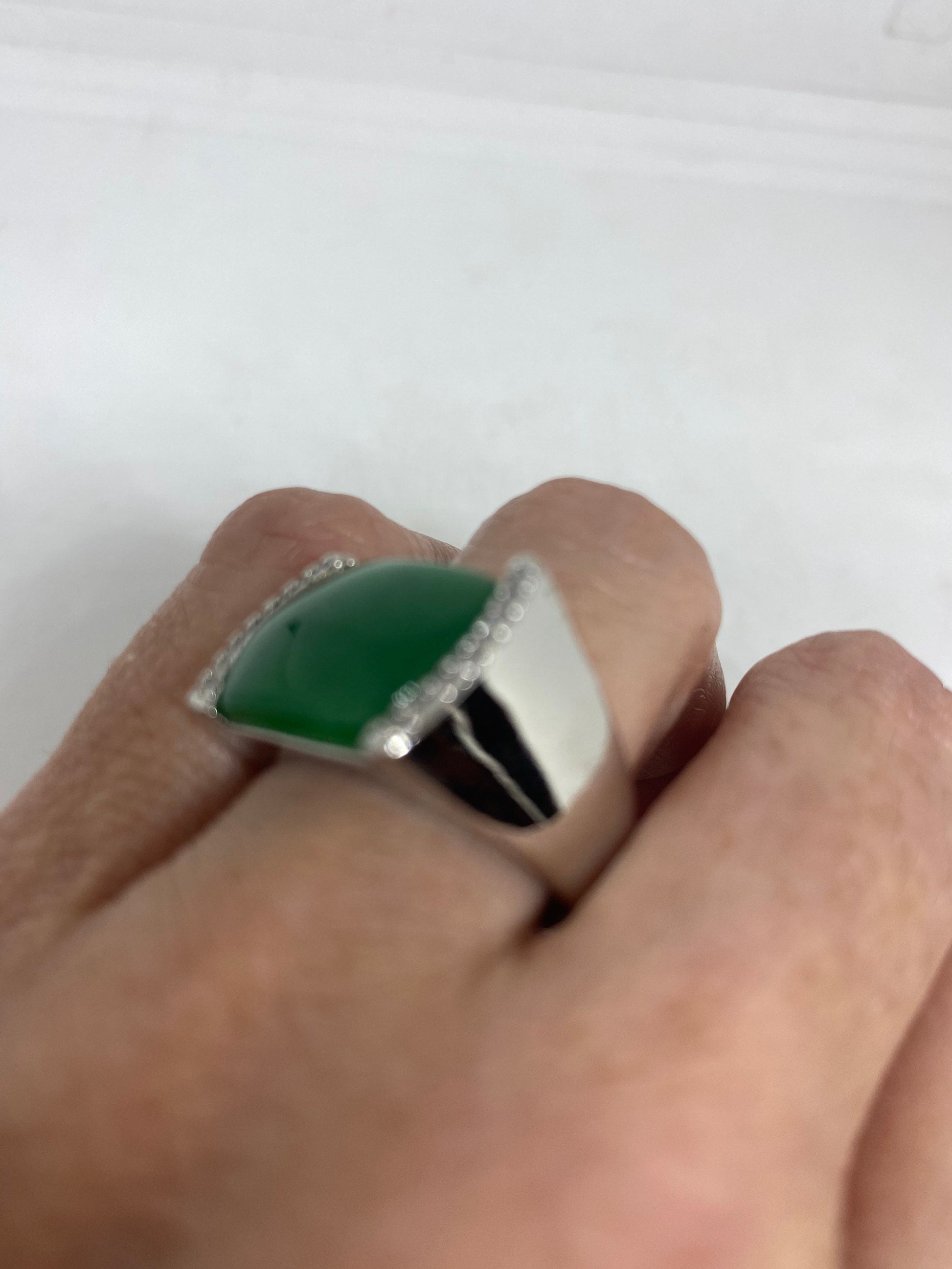 Vintage Lucky Green Nephrite Jade Ring