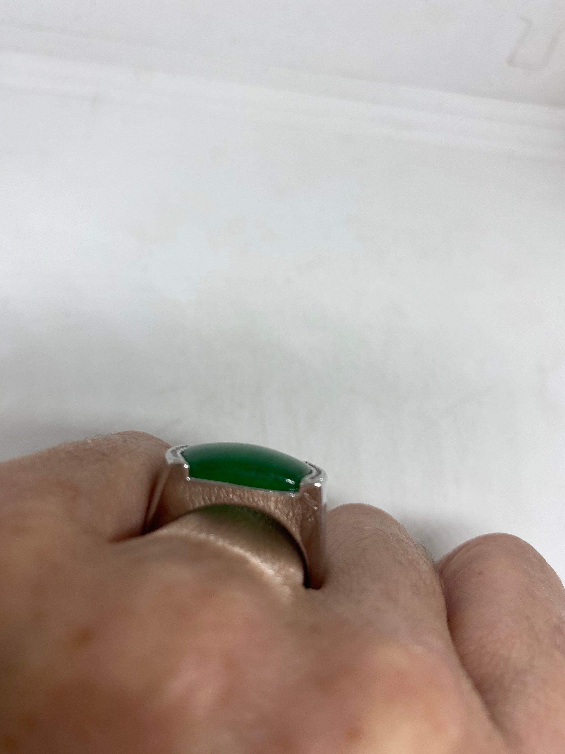 Vintage Lucky Green Nephrite Jade Ring